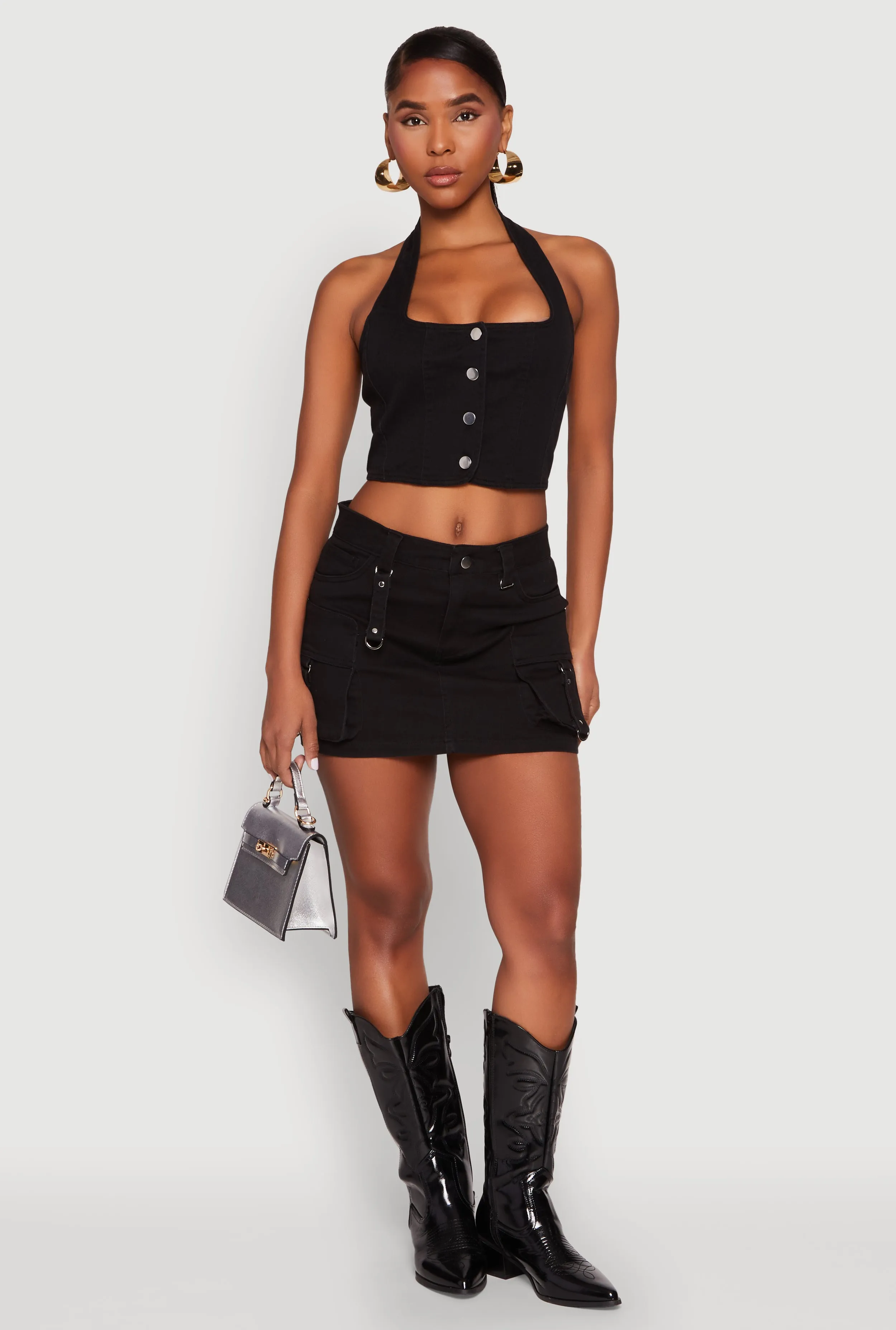 Button Front Cropped Halter Top sold by Rainbow product image thumbnail 3