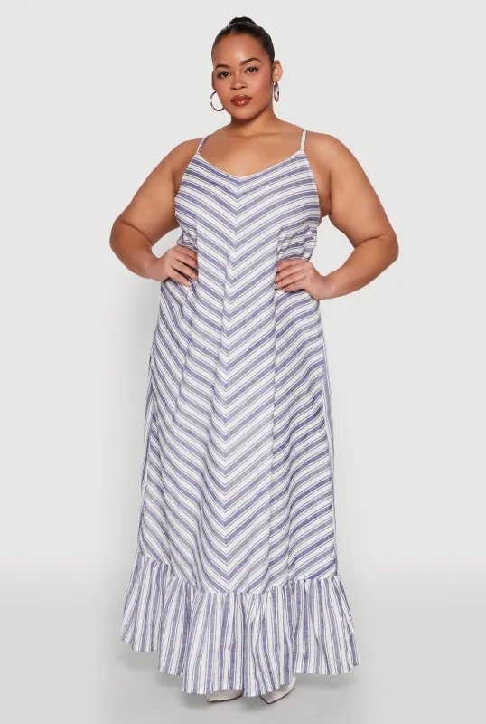 Plus Size Chevron Striped Maxi Dress sold by Rainbow