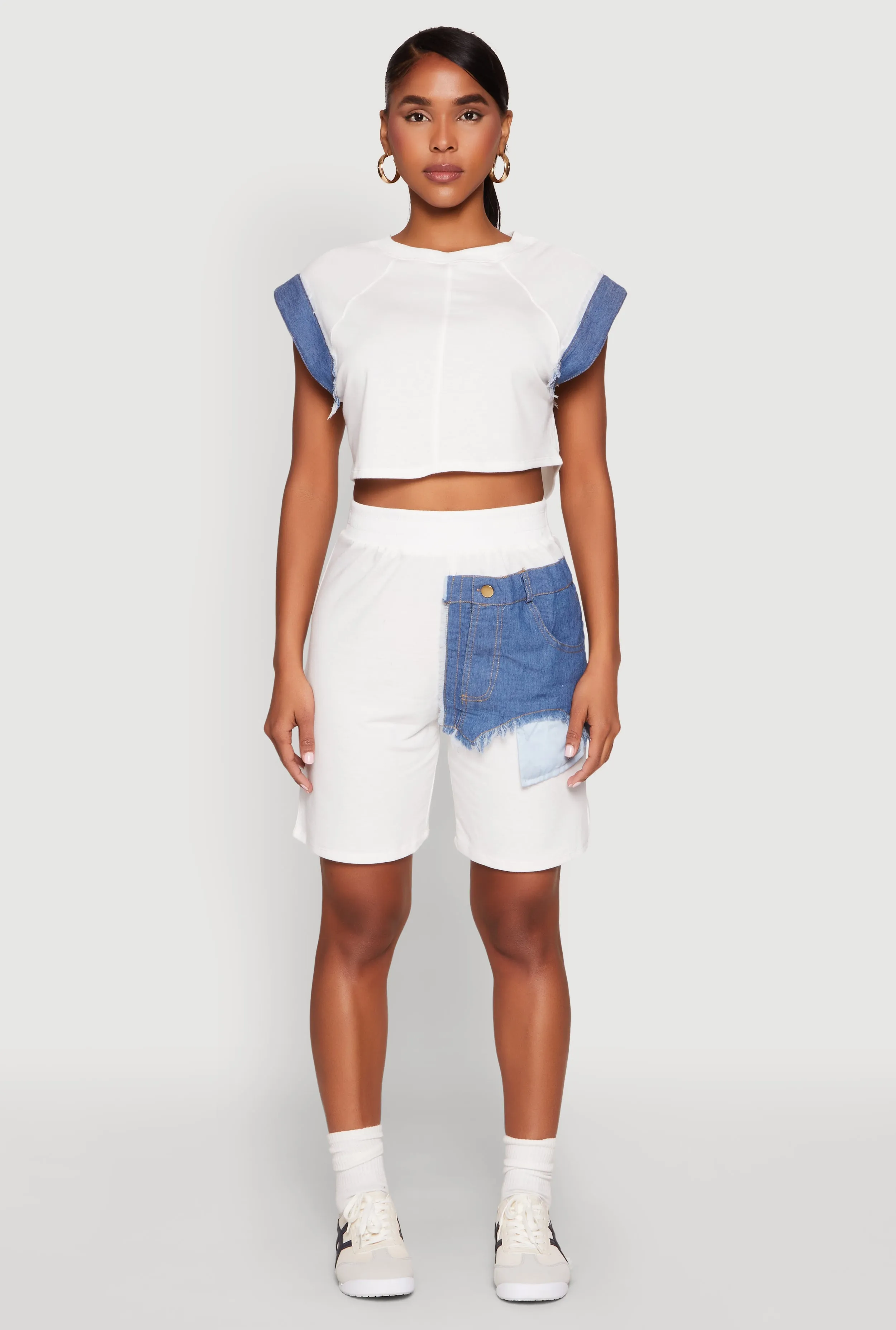 Denim Patch Pocket French Terry Shorts sold by Rainbow product image thumbnail 2