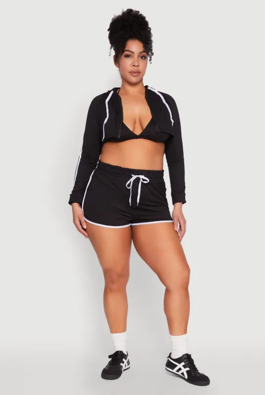 Plus Size Contrast Trim Dolphin Shorts sold by Rainbow