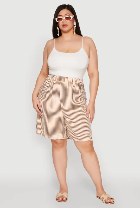 Plus Size Striped Seersucker Bermuda Shorts sold by Rainbow