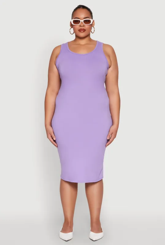 Plus Size Scoop Neck Midi Dress sold by Rainbow