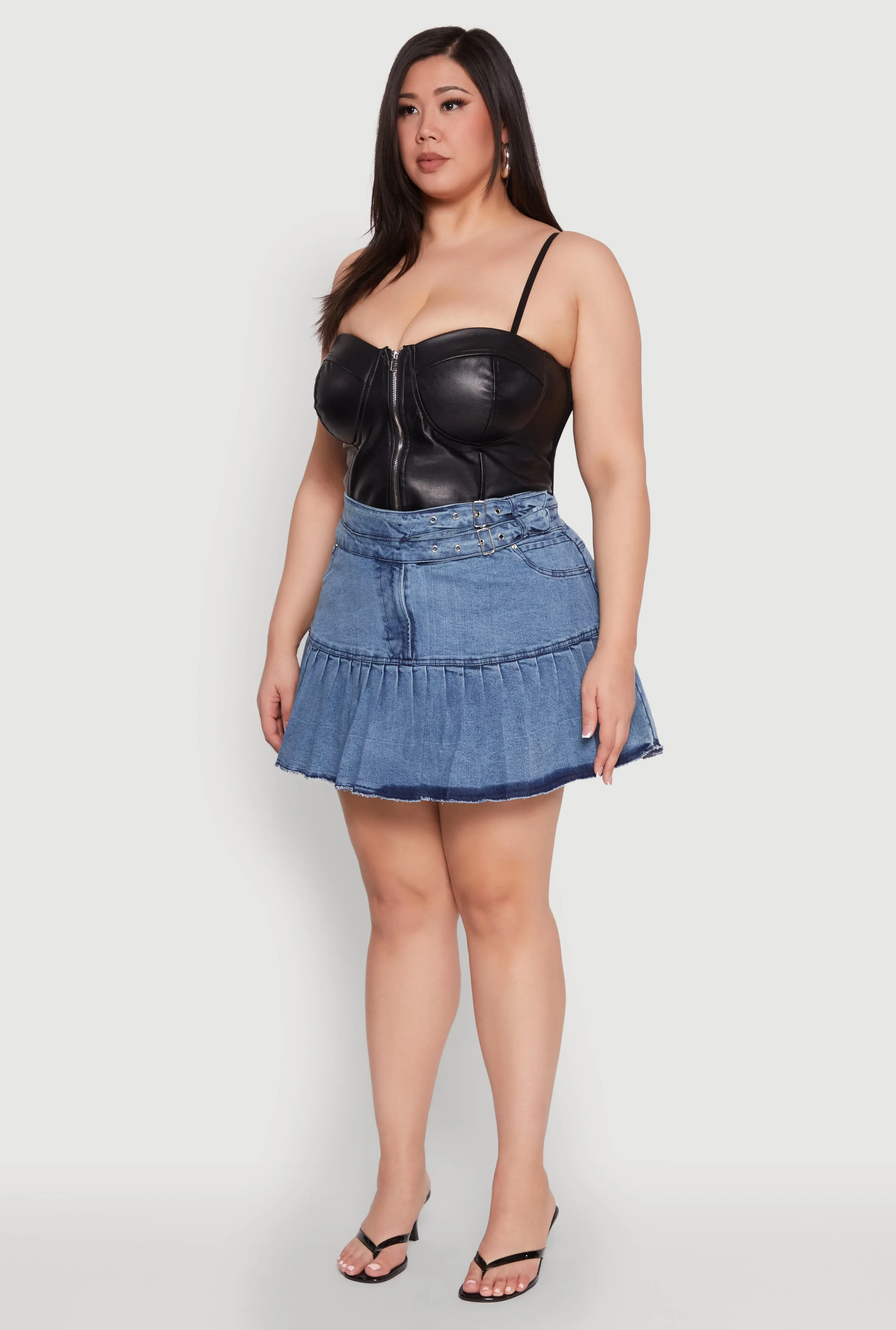 Plus Size Spoon Jeans Denim Pleated Mini Skirt sold by Rainbow product image thumbnail 3