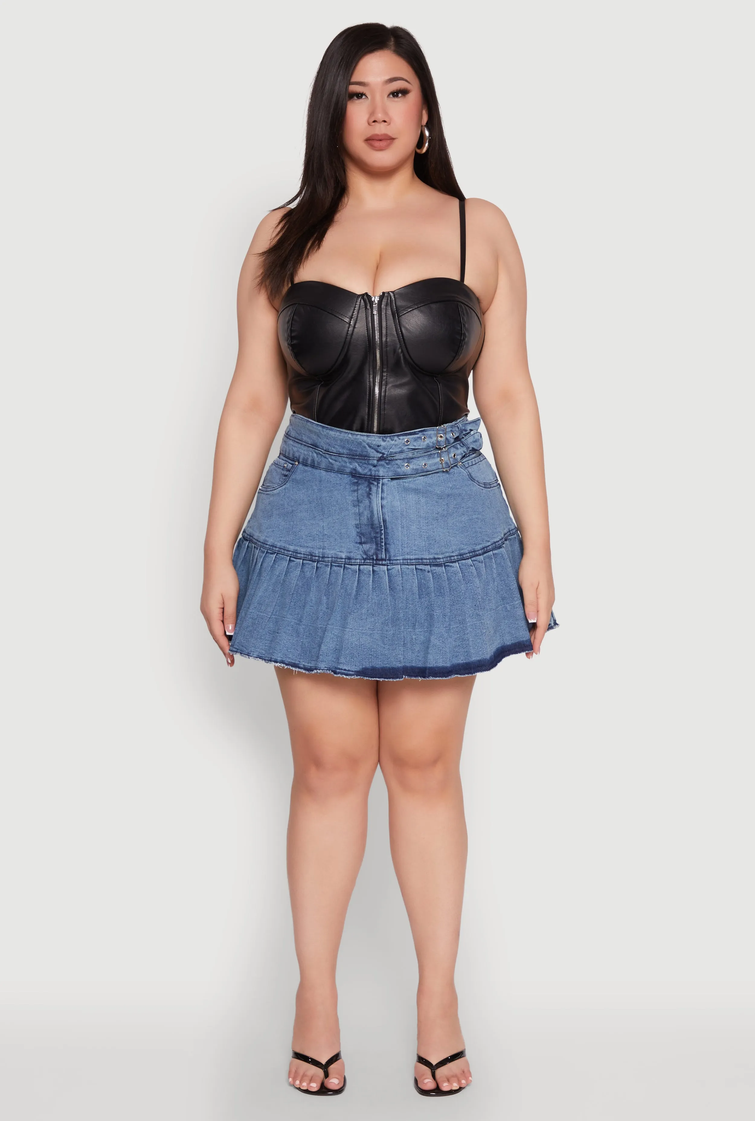 Plus Size Spoon Jeans Denim Pleated Mini Skirt sold by Rainbow product image thumbnail 2