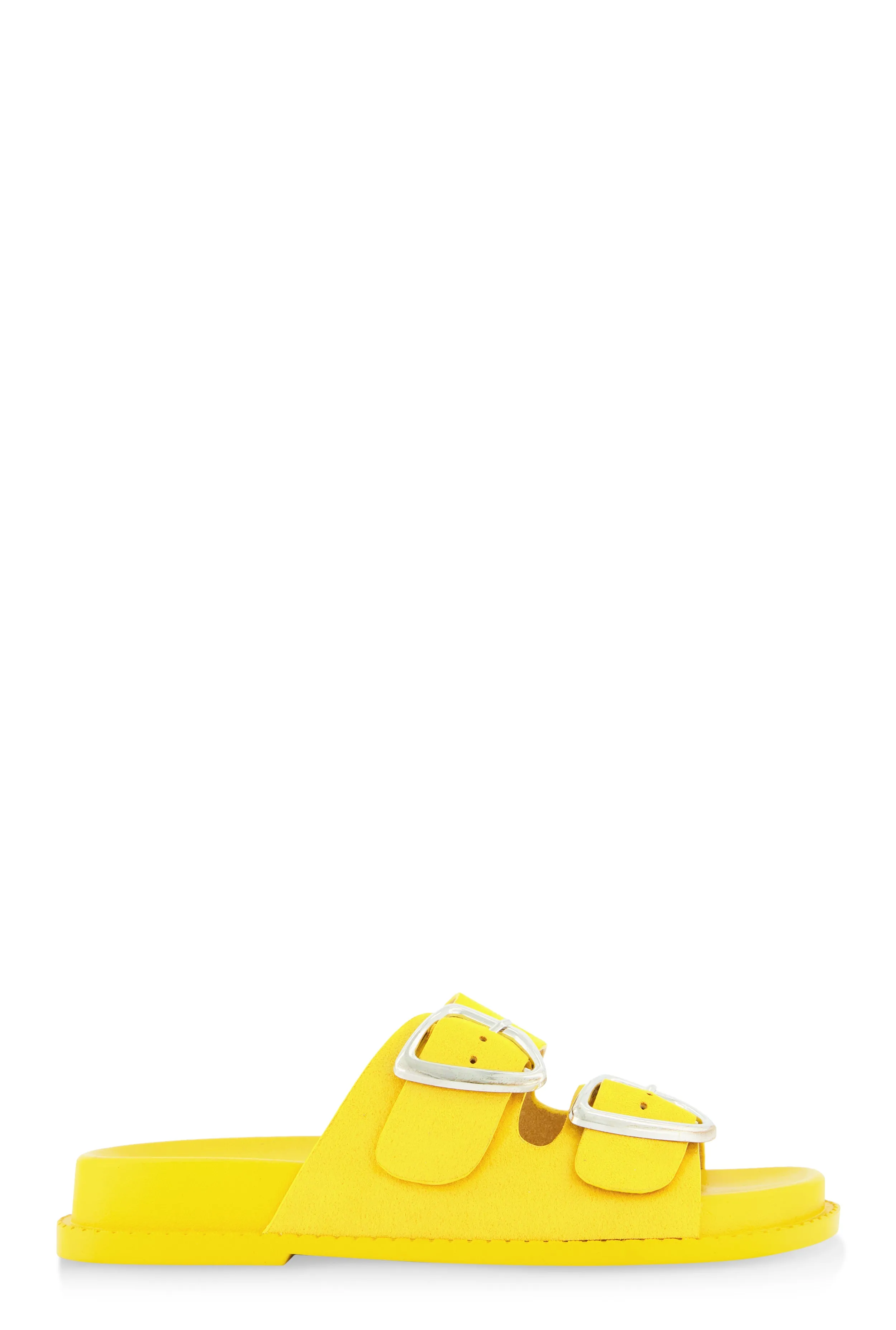 Faux Suede Double Buckle Band Slide Sandals sold by Rainbow product image thumbnail 2