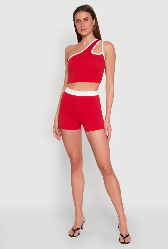 Contrast Waistband Biker Shorts sold by Rainbow