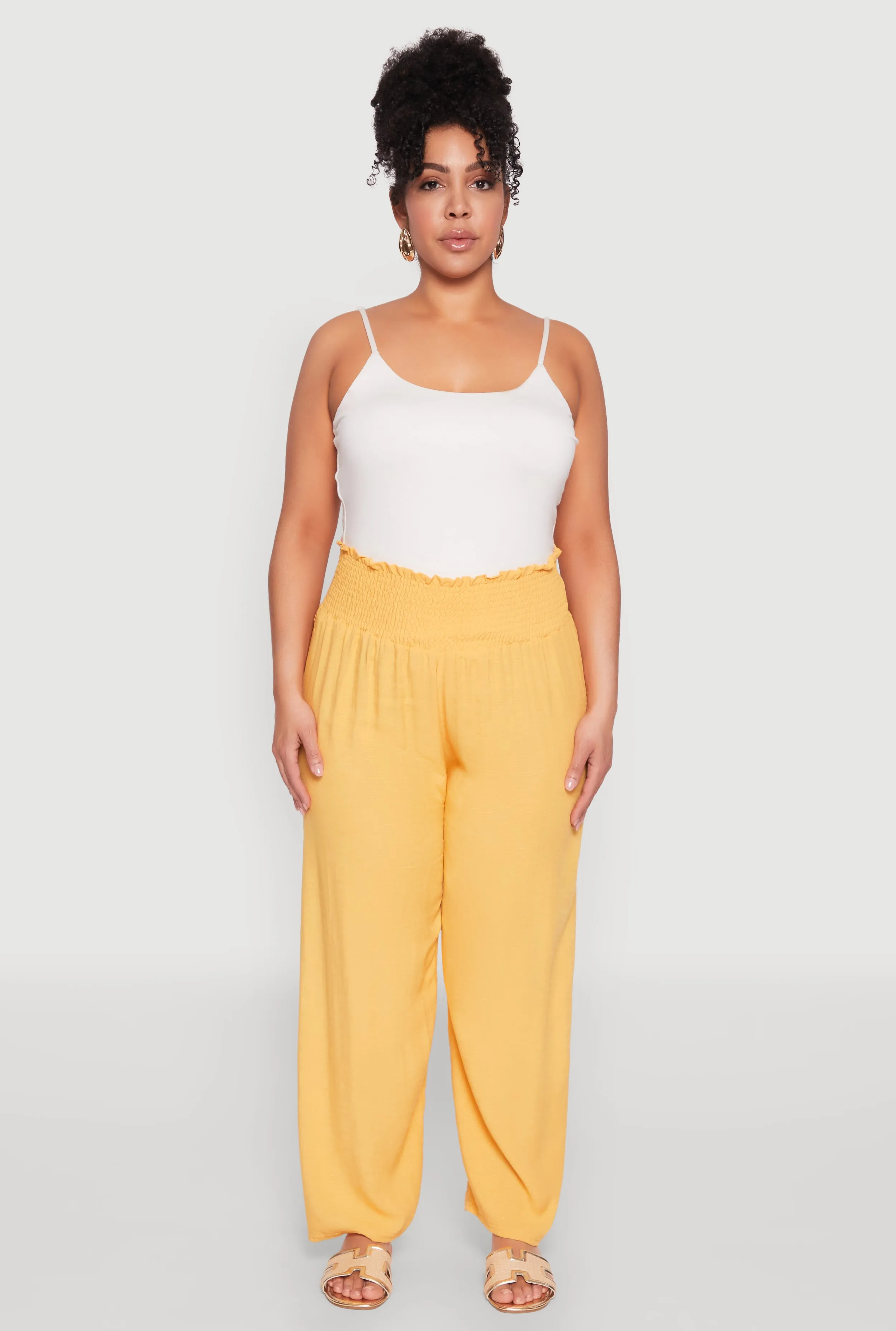 Plus Size Smocked High Waisted Pants sold by Rainbow