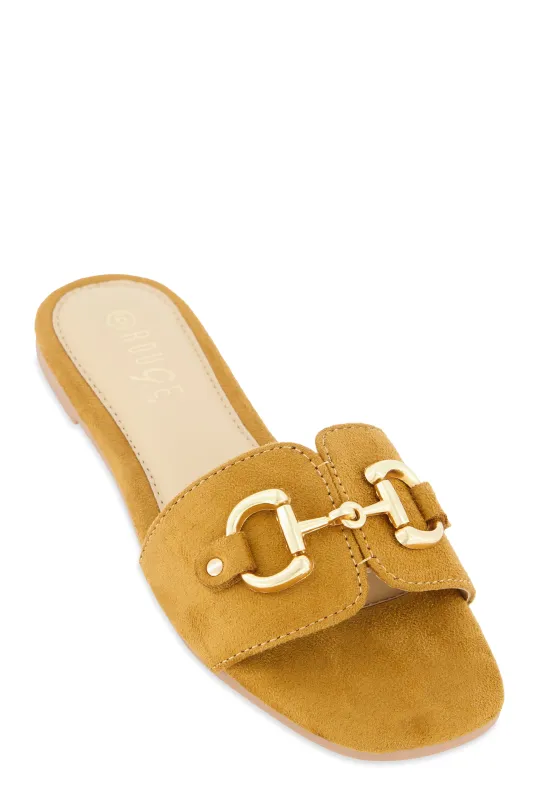 Metallic Horsebit Single Band Slide Sandals sold by Rainbow