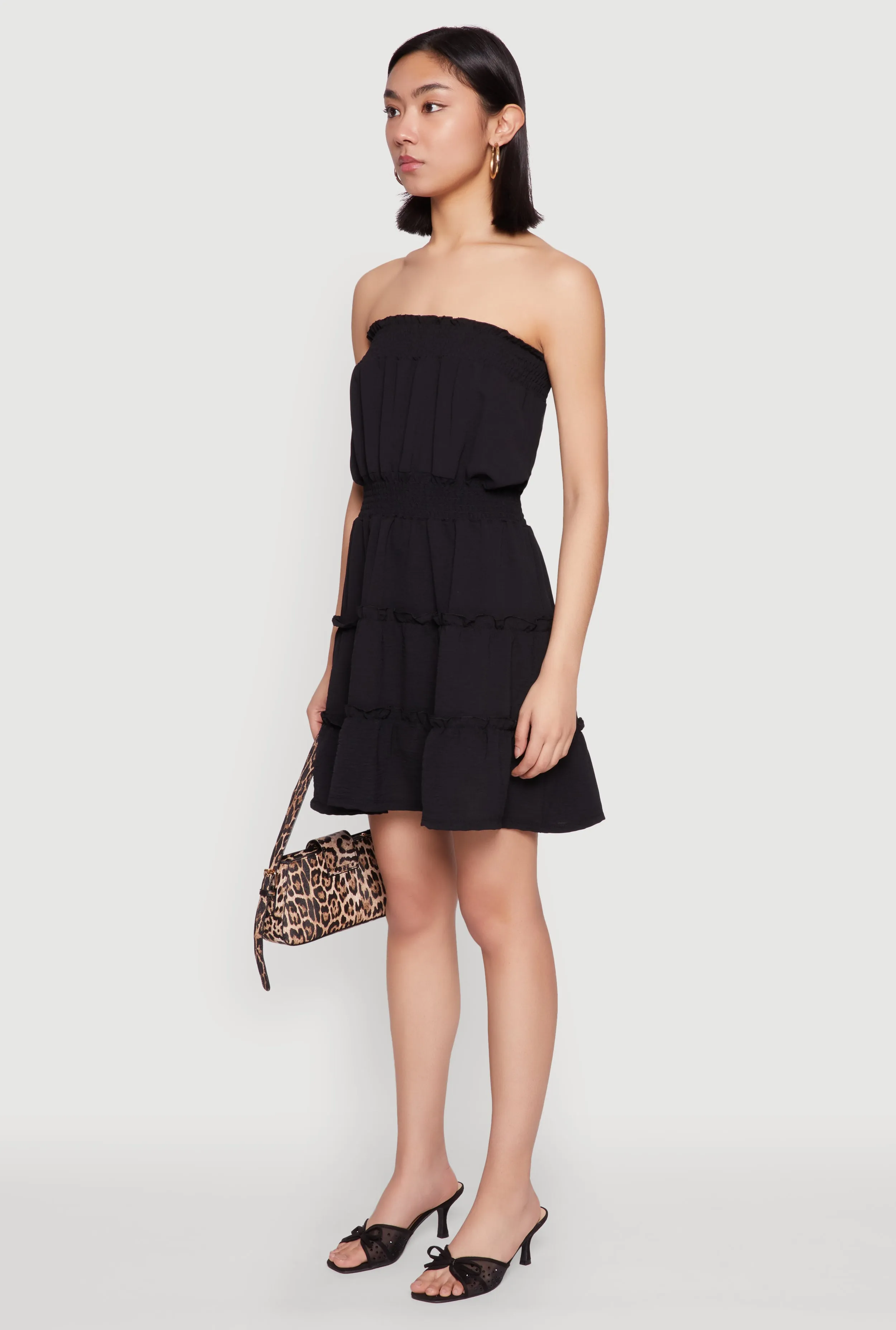 Strapless Smocked Tiered Mini Dress sold by Rainbow product image thumbnail 3