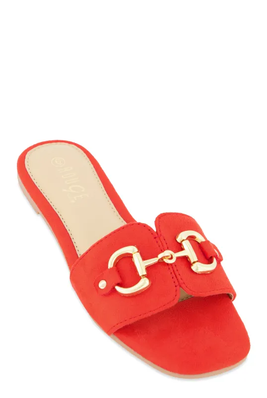 Metallic Horsebit Single Band Slide Sandals sold by Rainbow