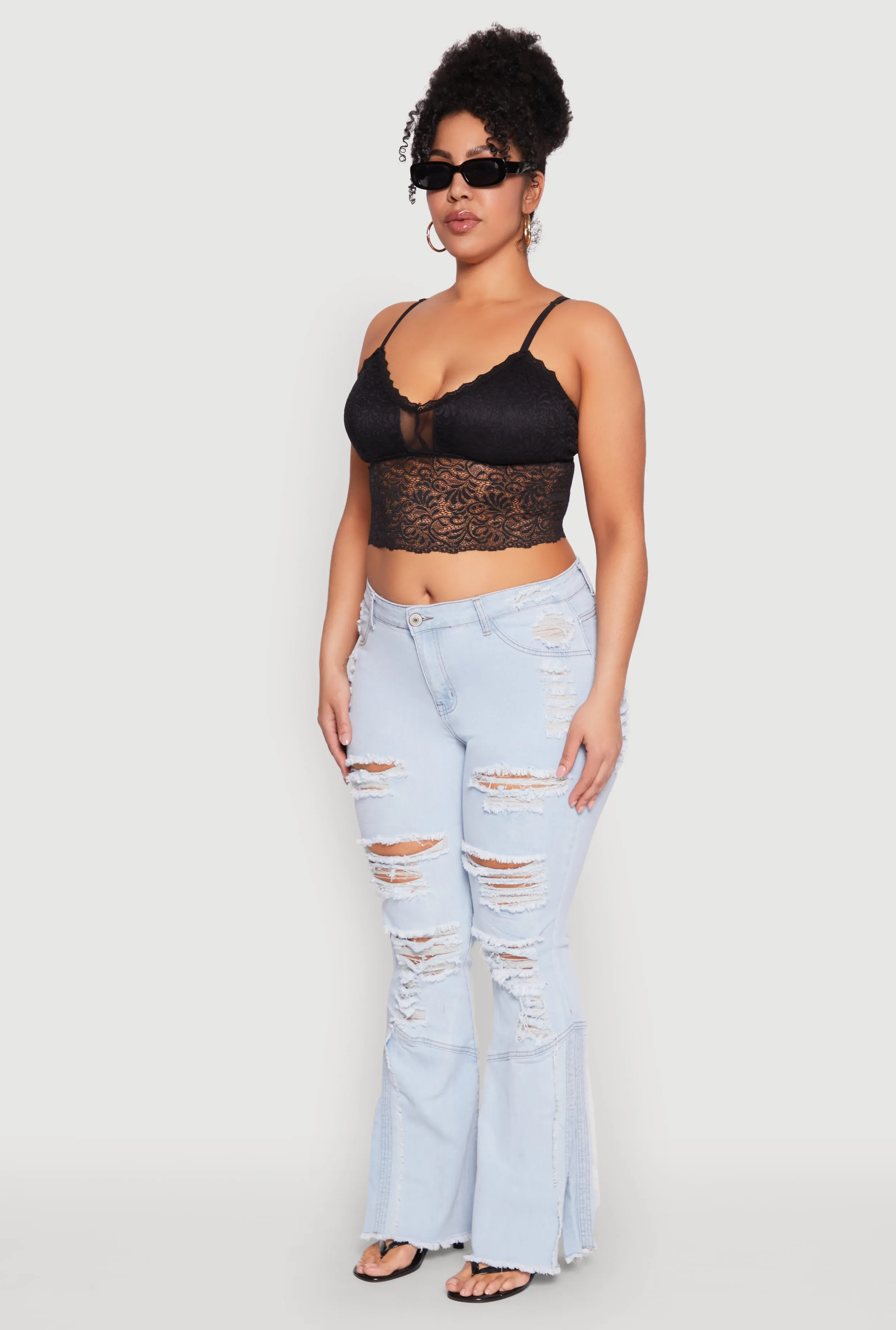 Plus Size Ripped Distressed Flared Jeans sold by Rainbow product image thumbnail 3