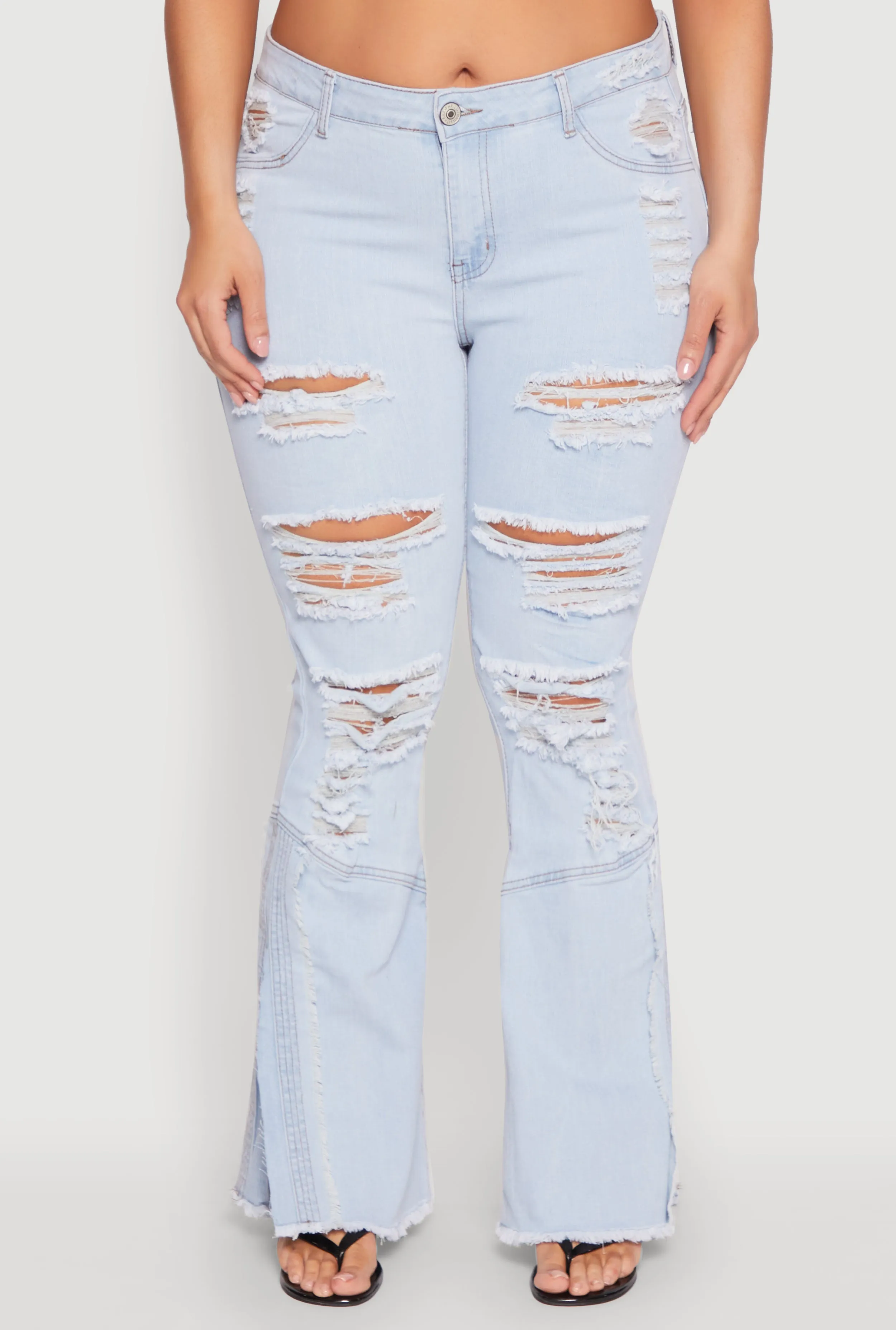 Plus Size Ripped Distressed Flared Jeans sold by Rainbow product image thumbnail 5