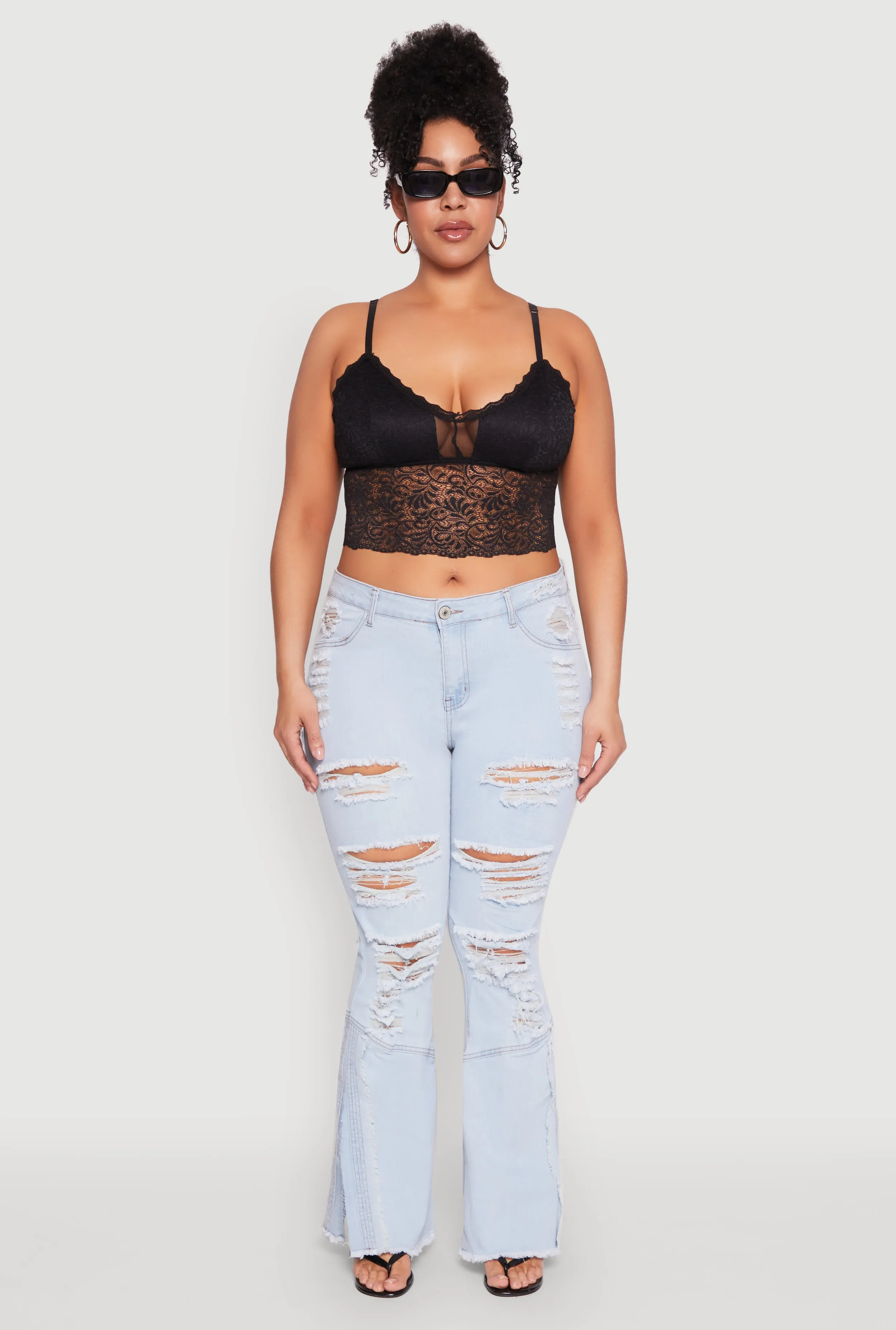 Plus Size Ripped Distressed Flared Jeans sold by Rainbow product image thumbnail 2