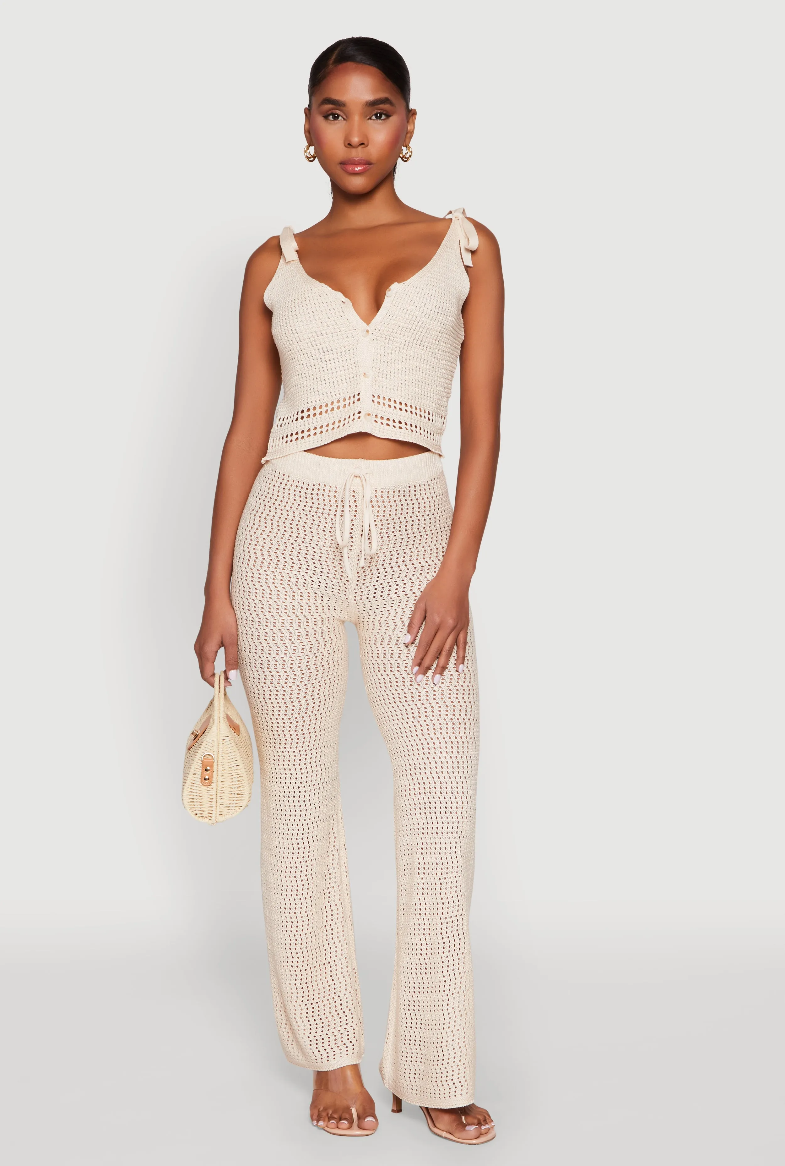 Crochet Tie Sleeve Crop Top sold by Rainbow product image thumbnail 3