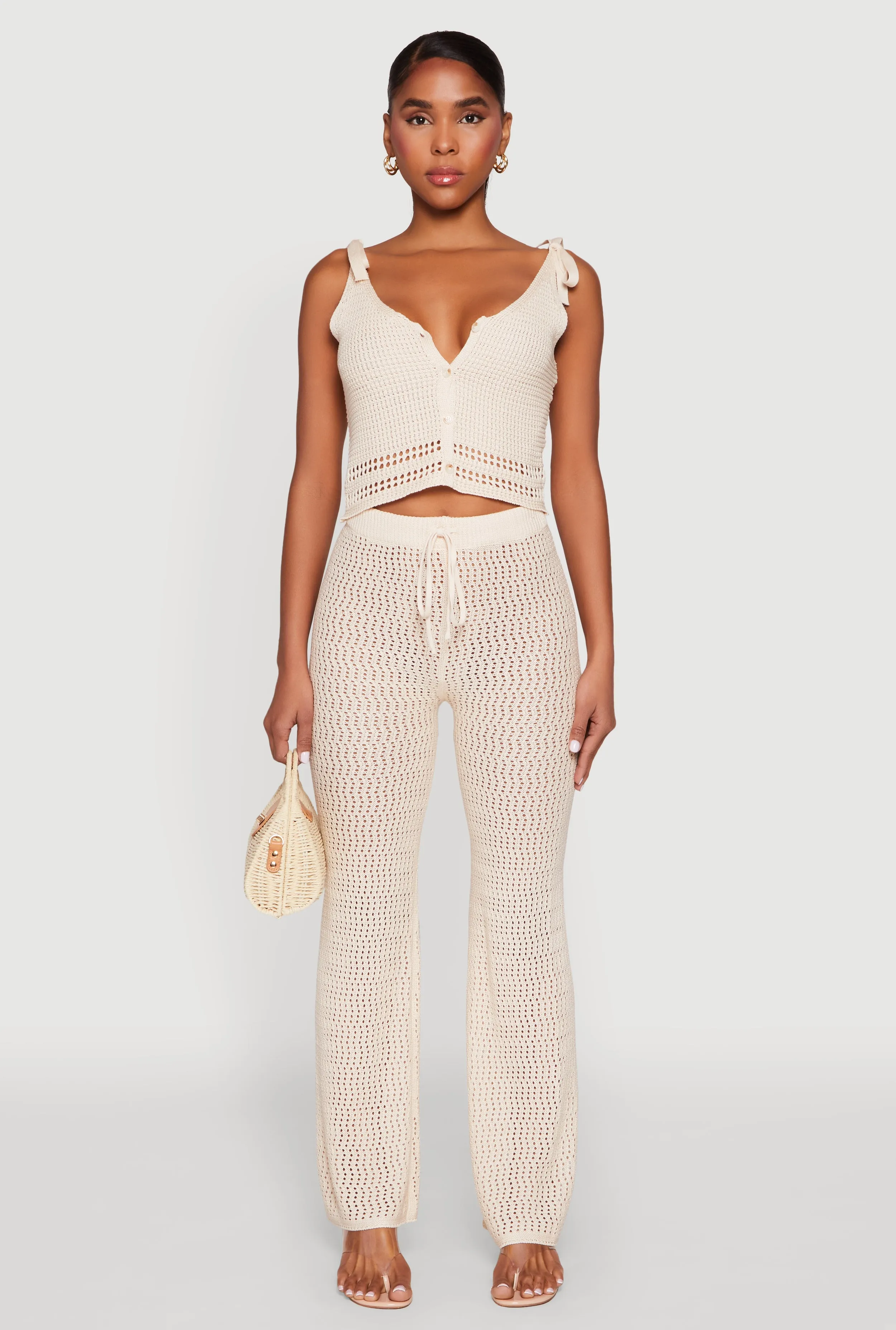 Crochet Tie Sleeve Crop Top sold by Rainbow product image thumbnail 2