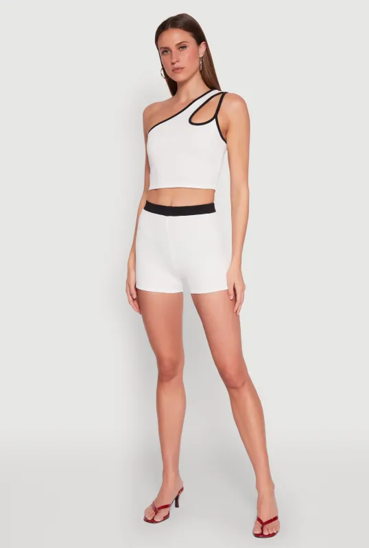 Contrast Waistband Biker Shorts sold by Rainbow