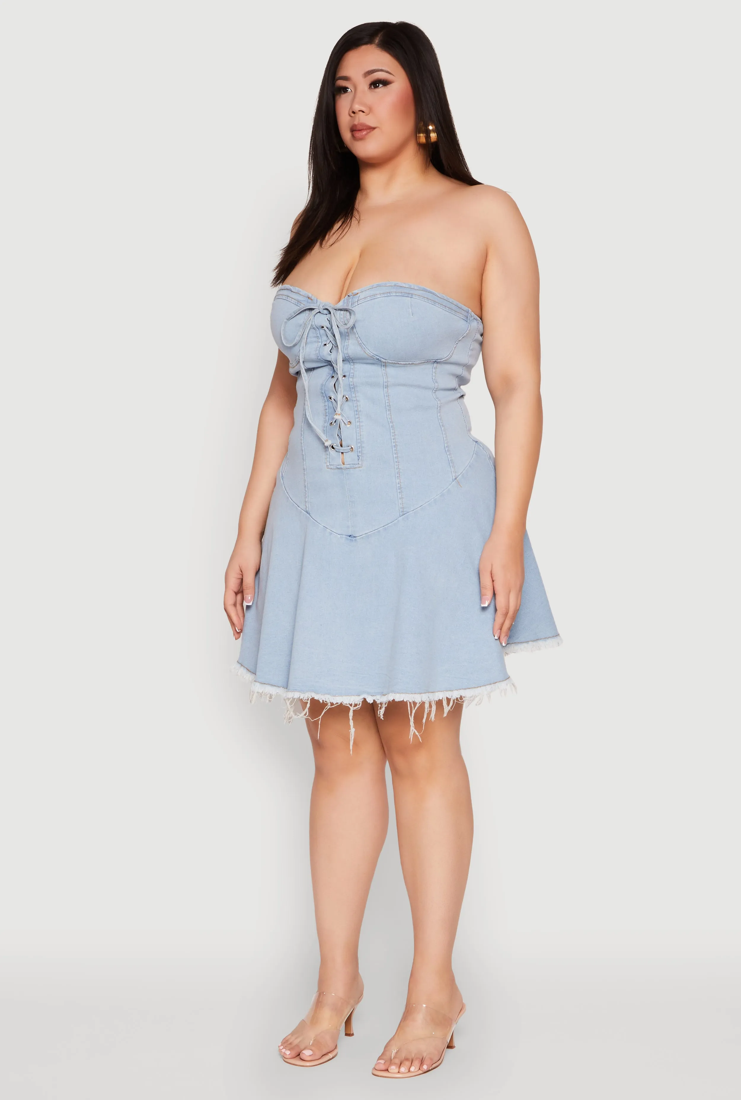 Plus Size Daisy Denim Lace Up Corset Dress sold by Rainbow product image thumbnail 3
