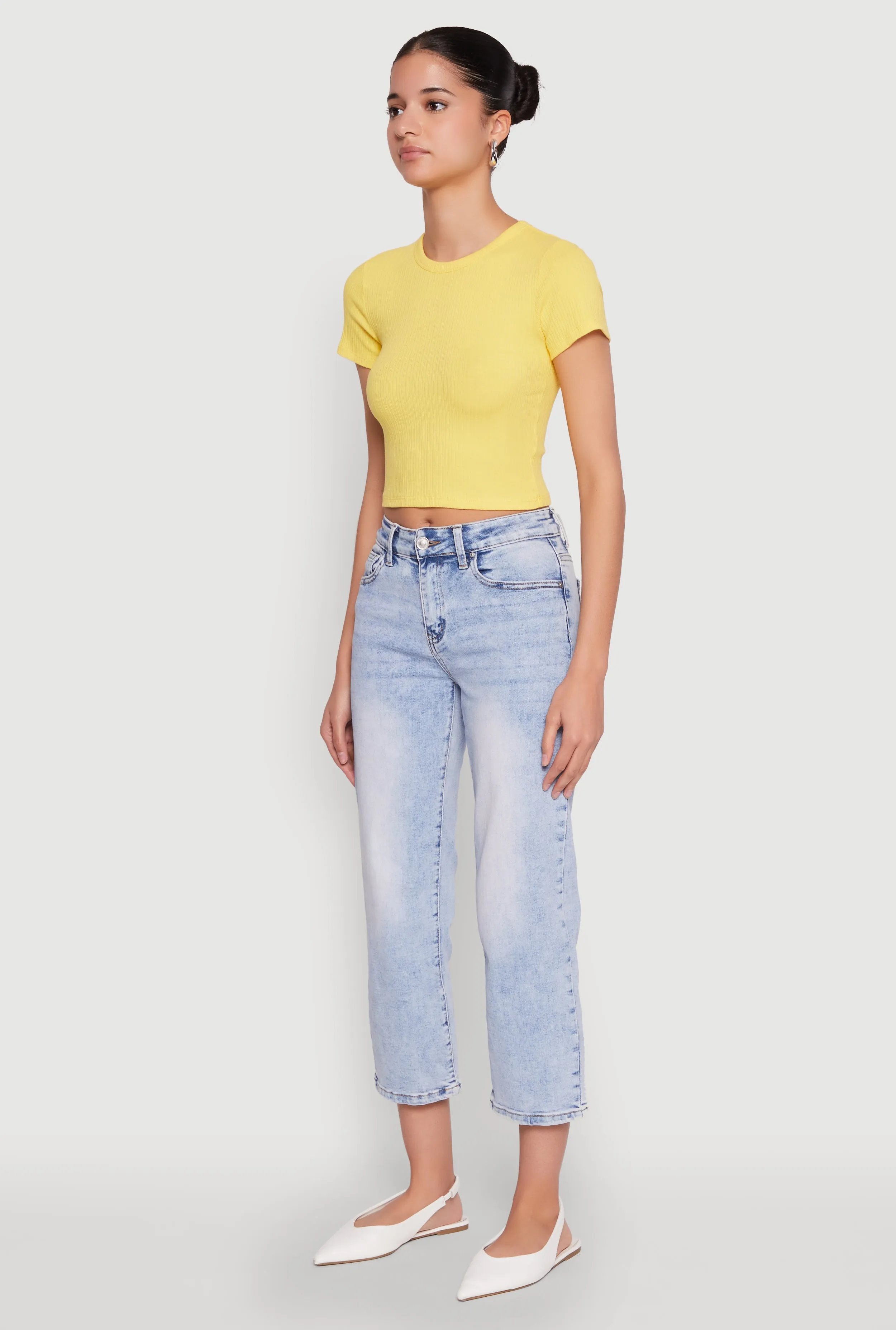 Basic Ribbed Knit Cropped Tee sold by Rainbow product image thumbnail 5