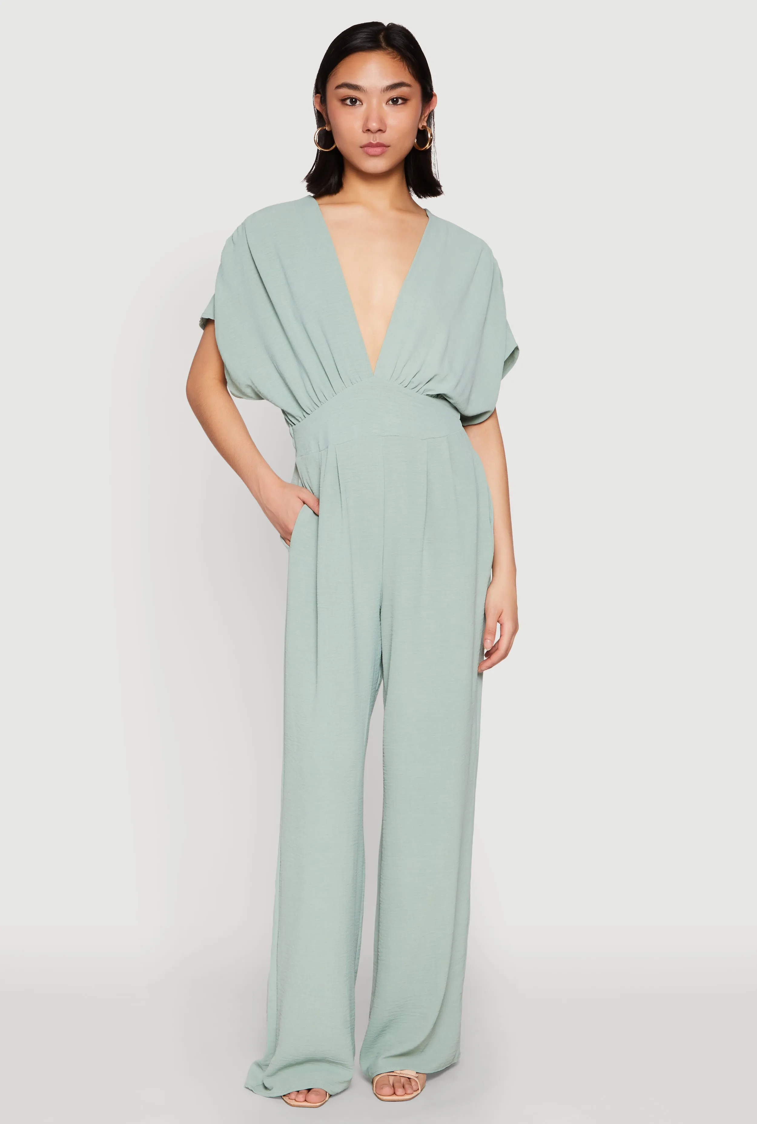 Airy Dolman Sleeve Plunge Jumpsuit sold by Rainbow product image thumbnail 2