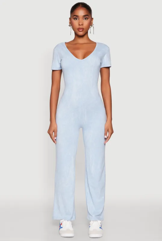 Mineral Wash Short Sleeve Jumpsuit sold by Rainbow