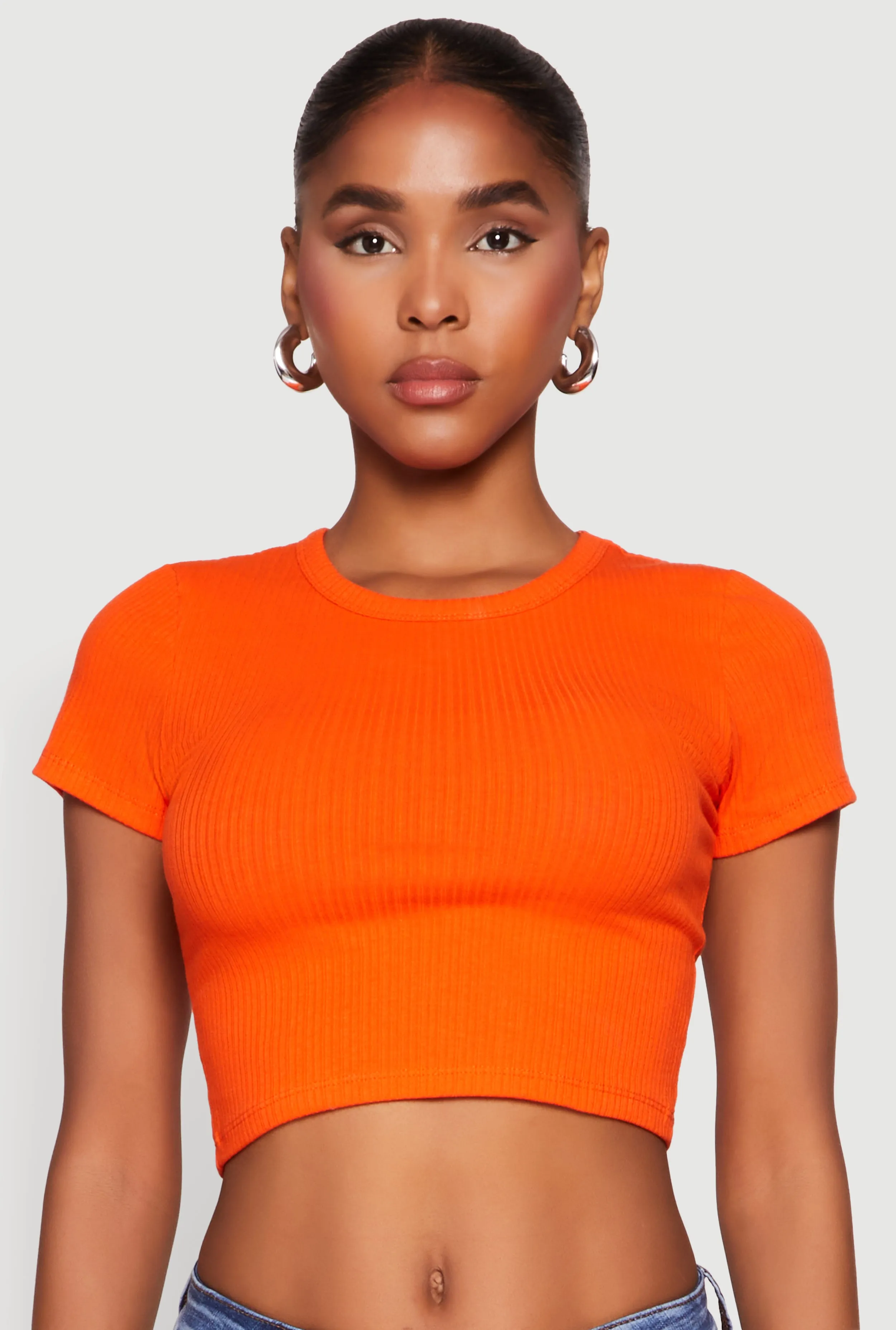 Basic Ribbed Knit Cropped Tee sold by Rainbow product image thumbnail 2