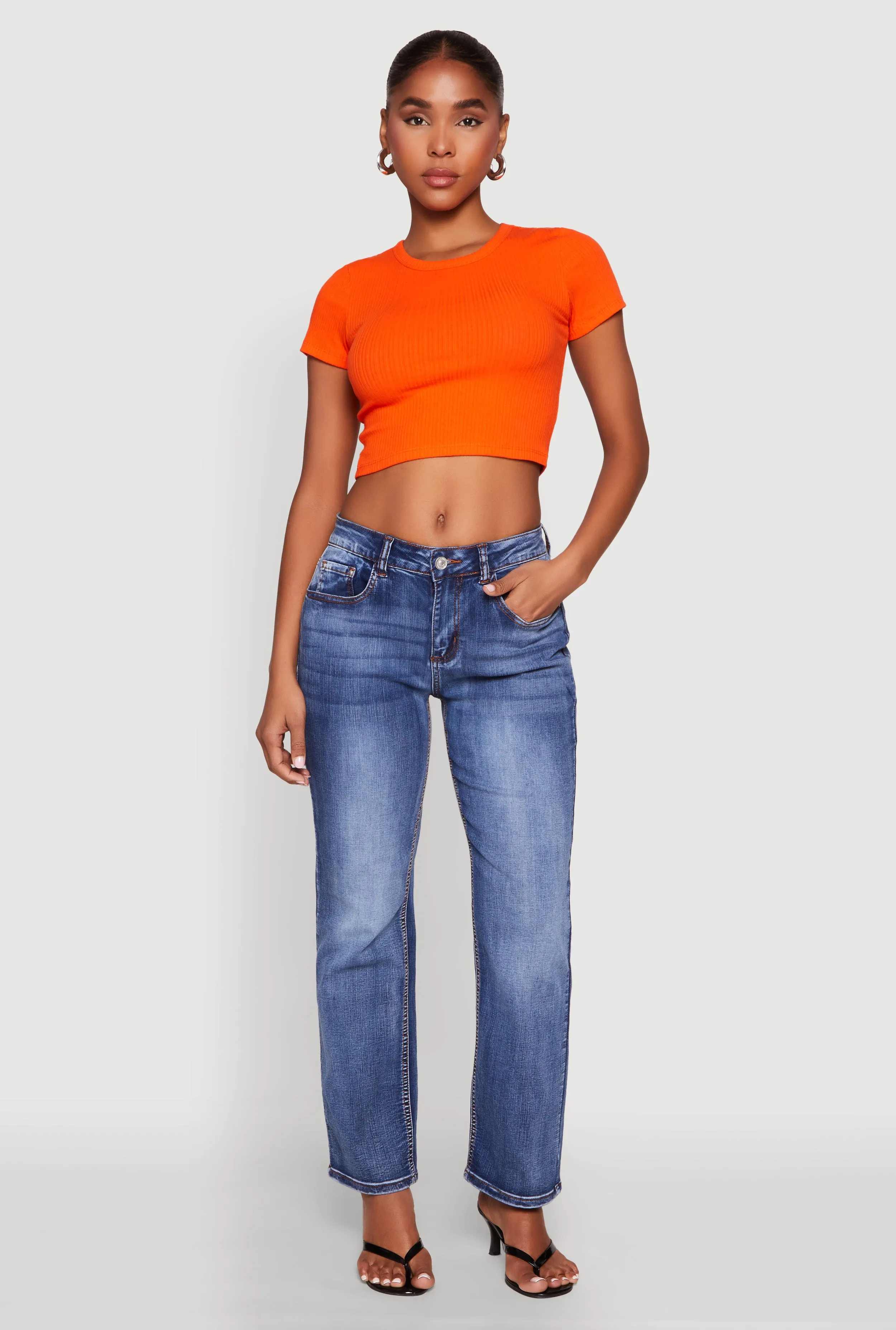 Basic Ribbed Knit Cropped Tee sold by Rainbow product image thumbnail 3