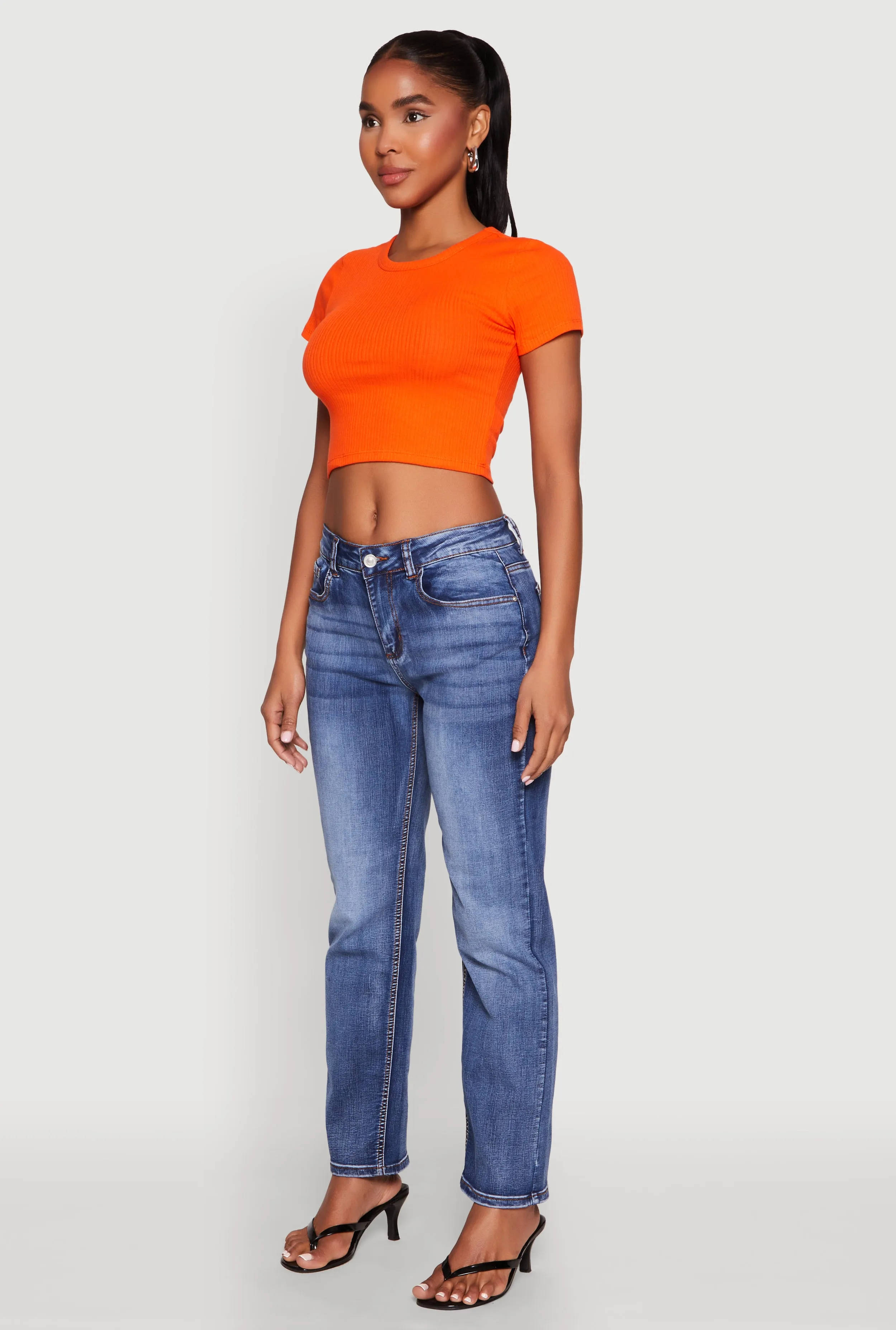 Basic Ribbed Knit Cropped Tee sold by Rainbow product image thumbnail 5