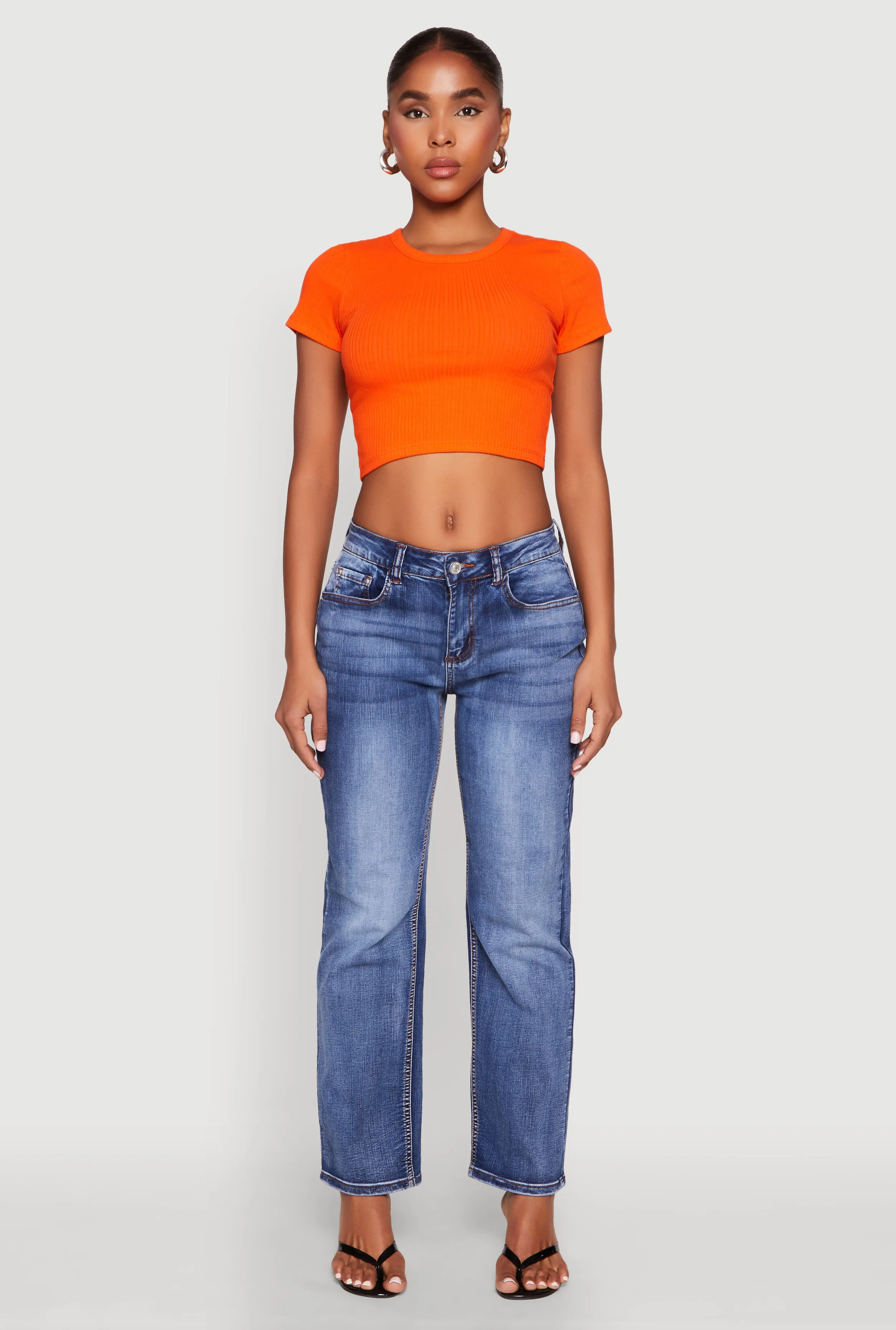 Basic Ribbed Knit Cropped Tee sold by Rainbow