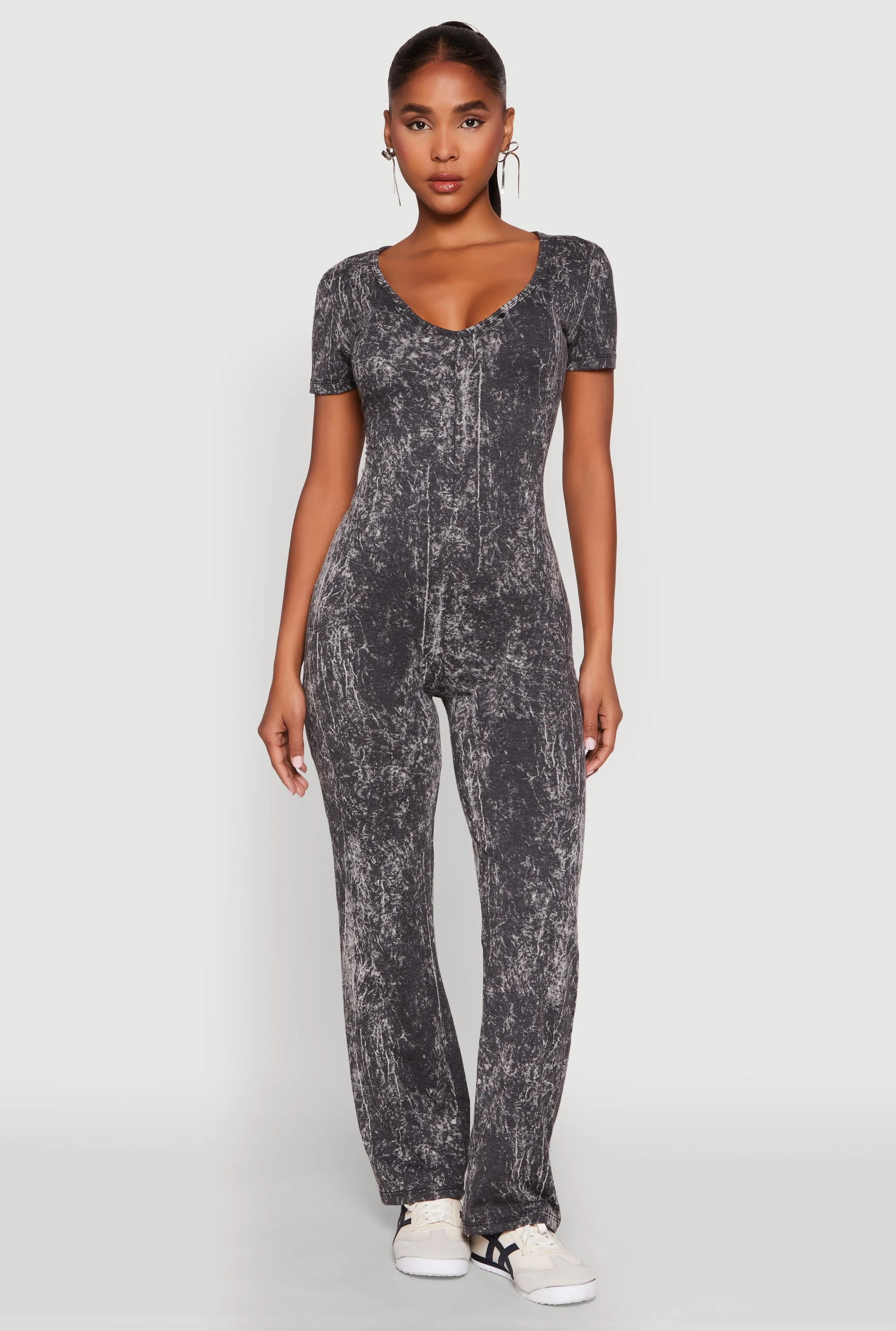 Mineral Wash Short Sleeve Jumpsuit sold by Rainbow