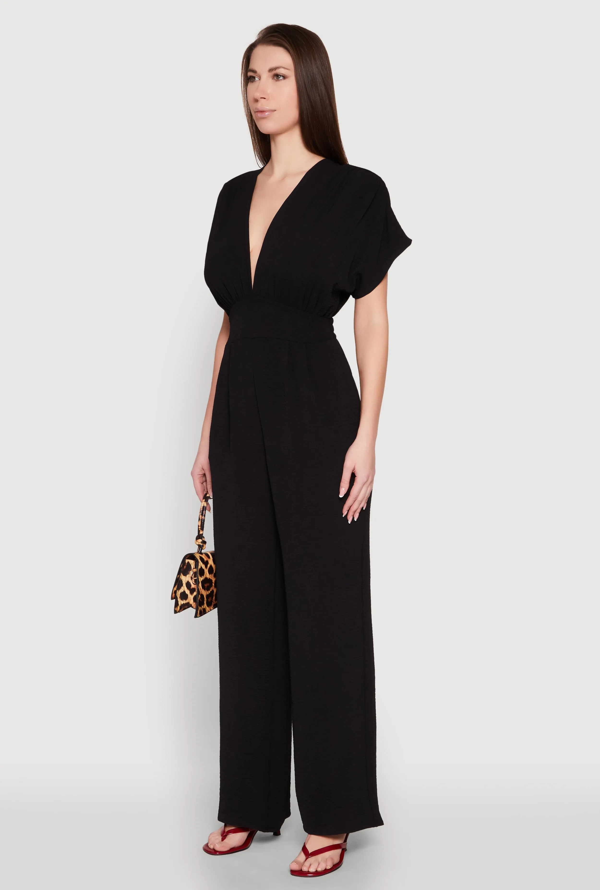 Airy Dolman Sleeve Plunge Jumpsuit sold by Rainbow product image thumbnail 3
