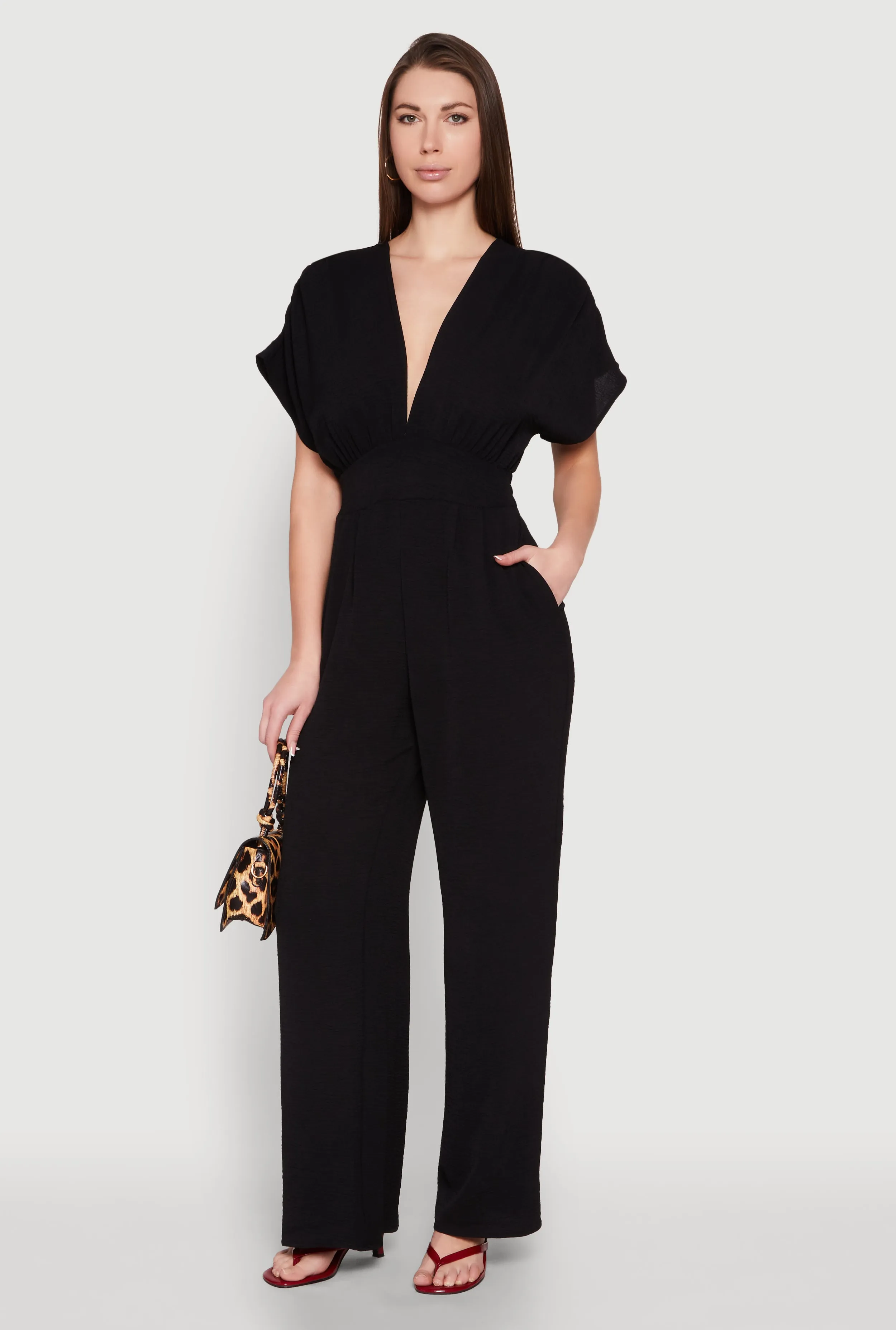 Airy Dolman Sleeve Plunge Jumpsuit sold by Rainbow product image thumbnail 2
