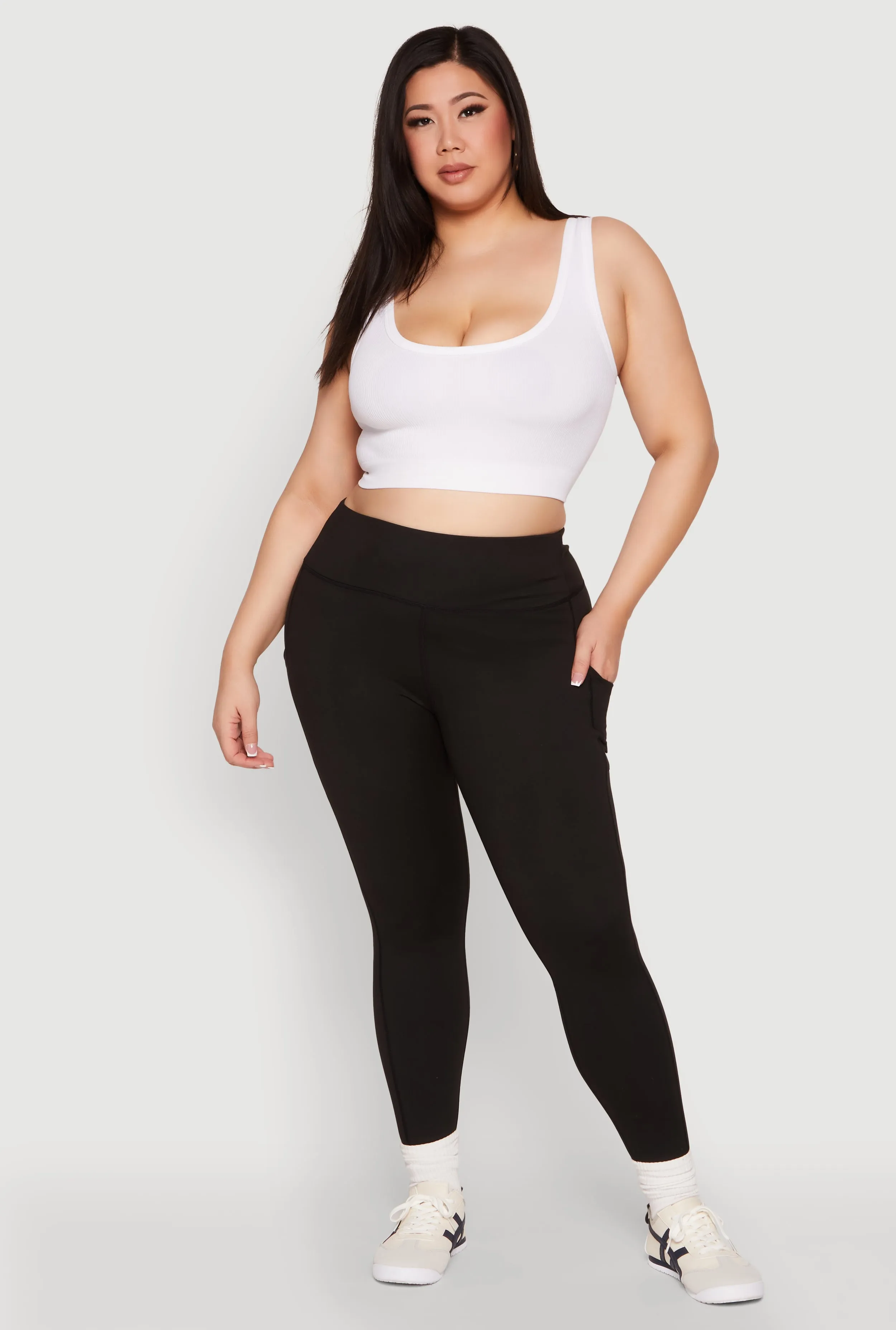 Plus Size Snatched High Waisted Cell Phone Pocket Leggings sold by Rainbow product image thumbnail 2