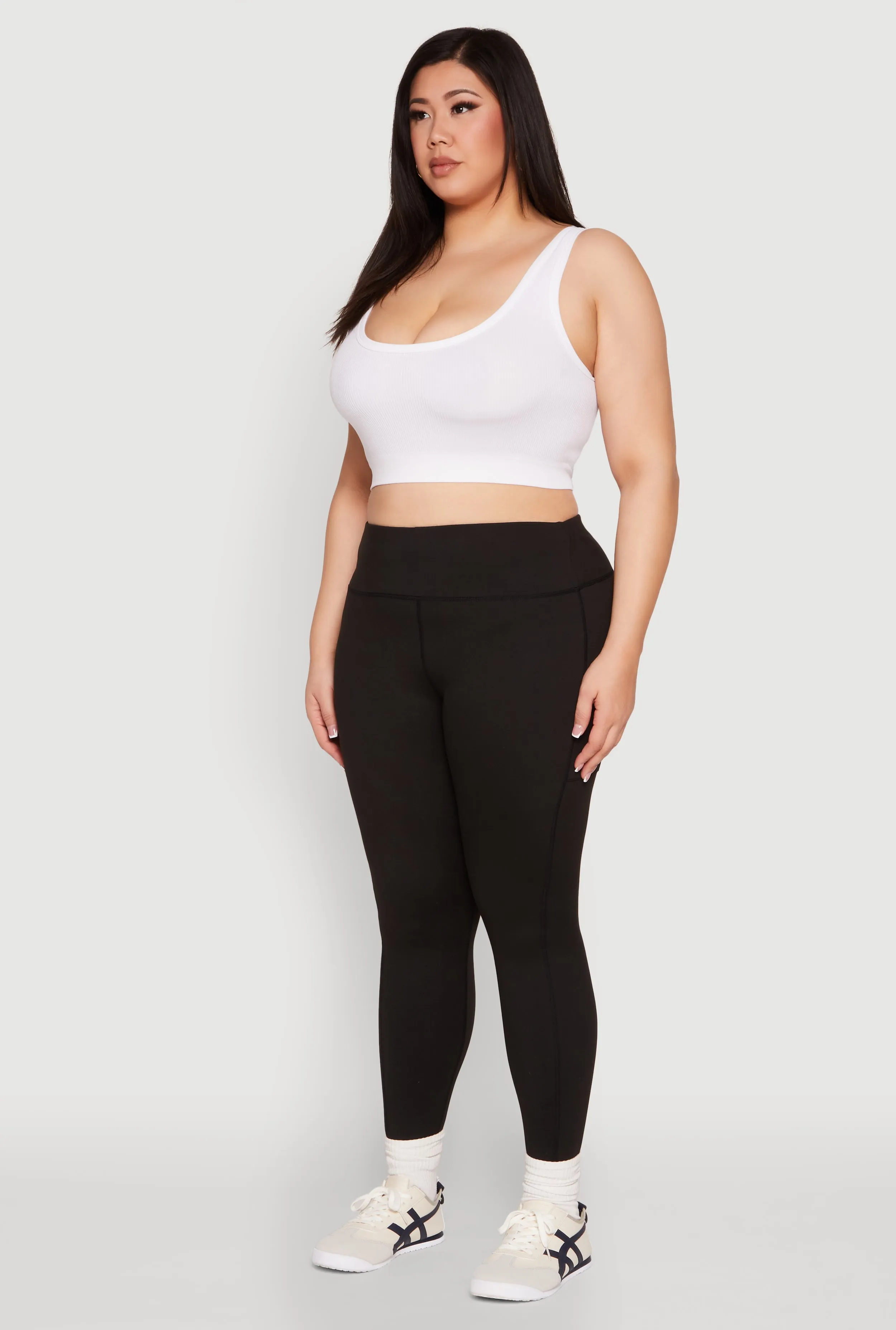 Plus Size Snatched High Waisted Cell Phone Pocket Leggings sold by Rainbow product image thumbnail 3