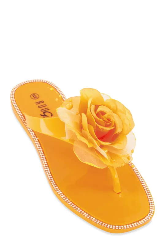 Rose Jelly Thong Slide Sandals made by Rainbow
