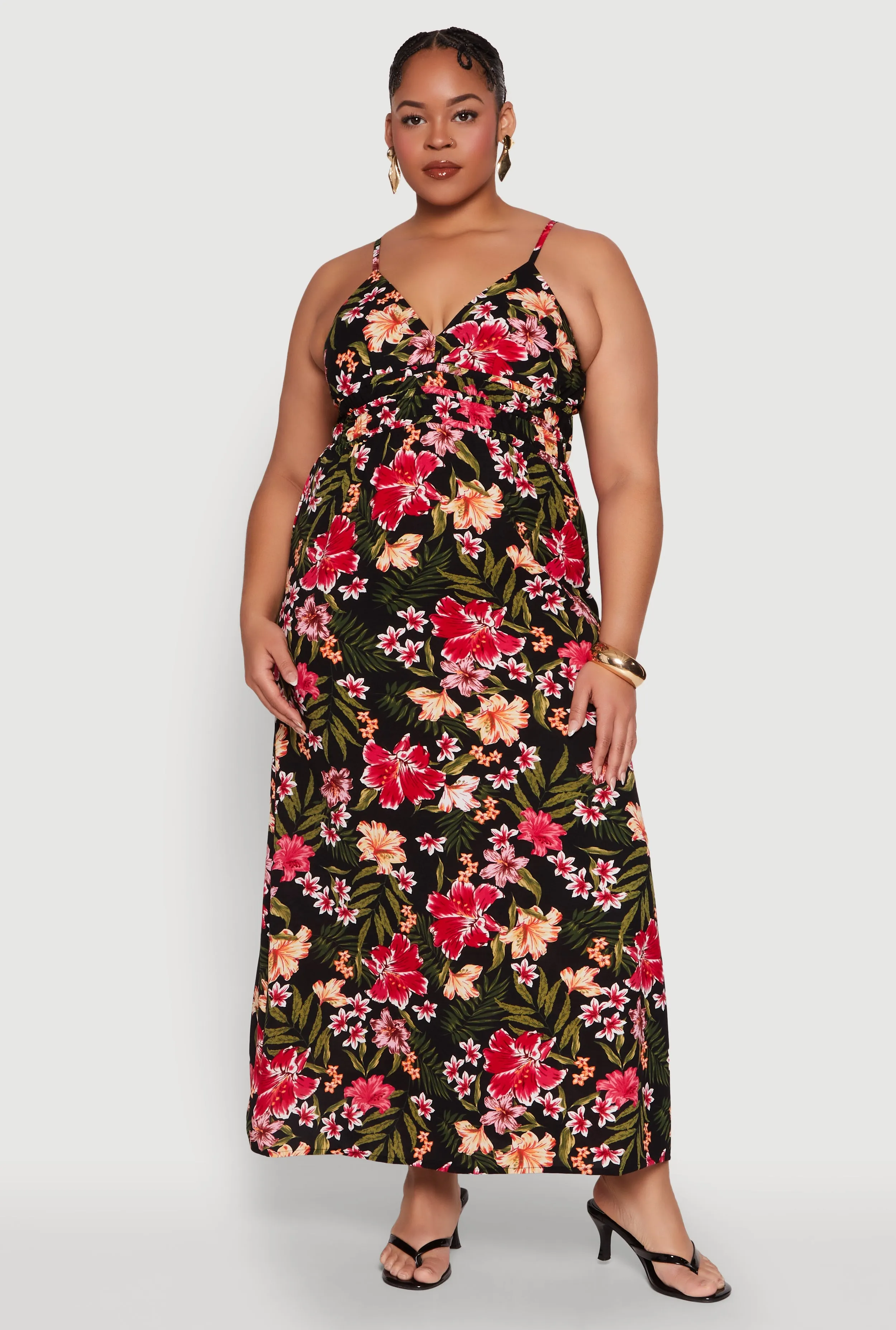 Plus Size Tropical Floral Print Sundress sold by Rainbow