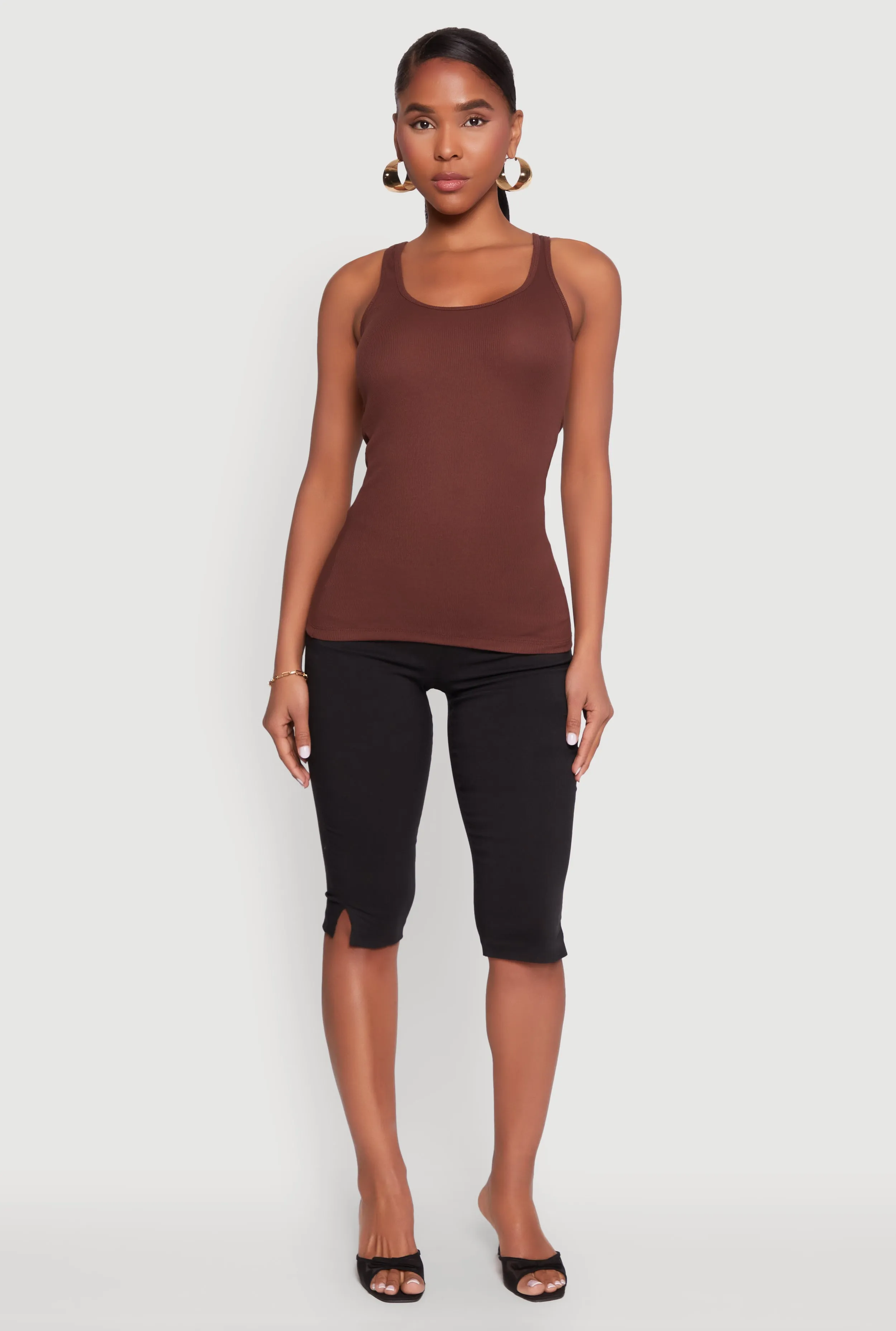 Ribbed Knit Racerback Tank Top sold by Rainbow