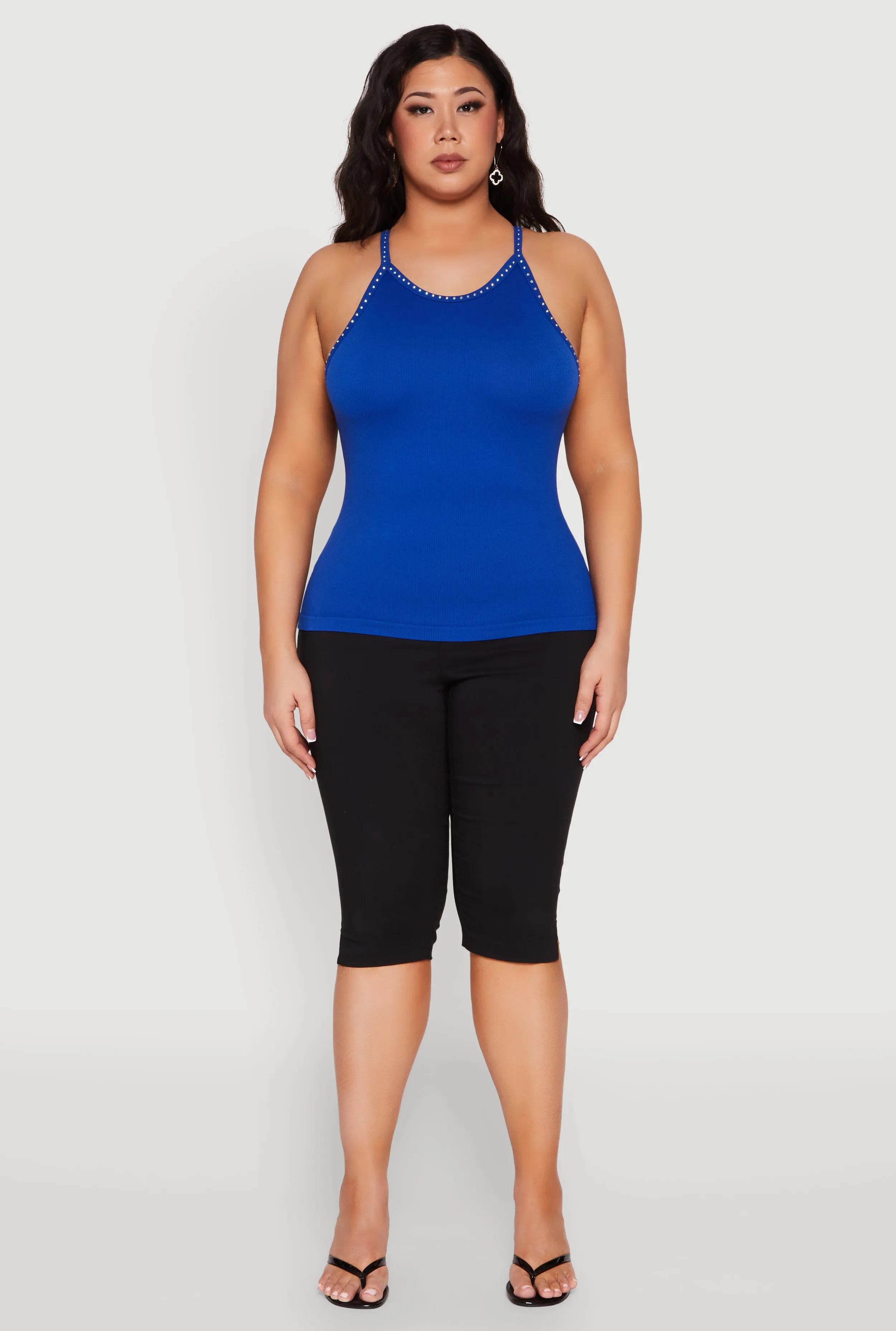 Plus Size Seamless Ribbed Rhinestone Trim Cami sold by Rainbow product image thumbnail 3