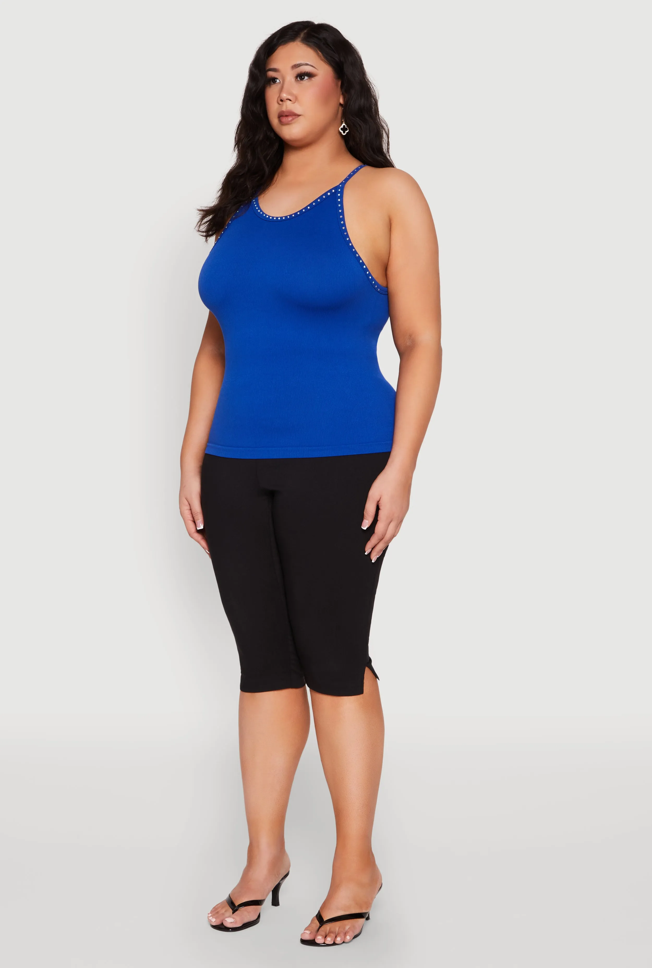 Plus Size Seamless Ribbed Rhinestone Trim Cami sold by Rainbow product image thumbnail 5