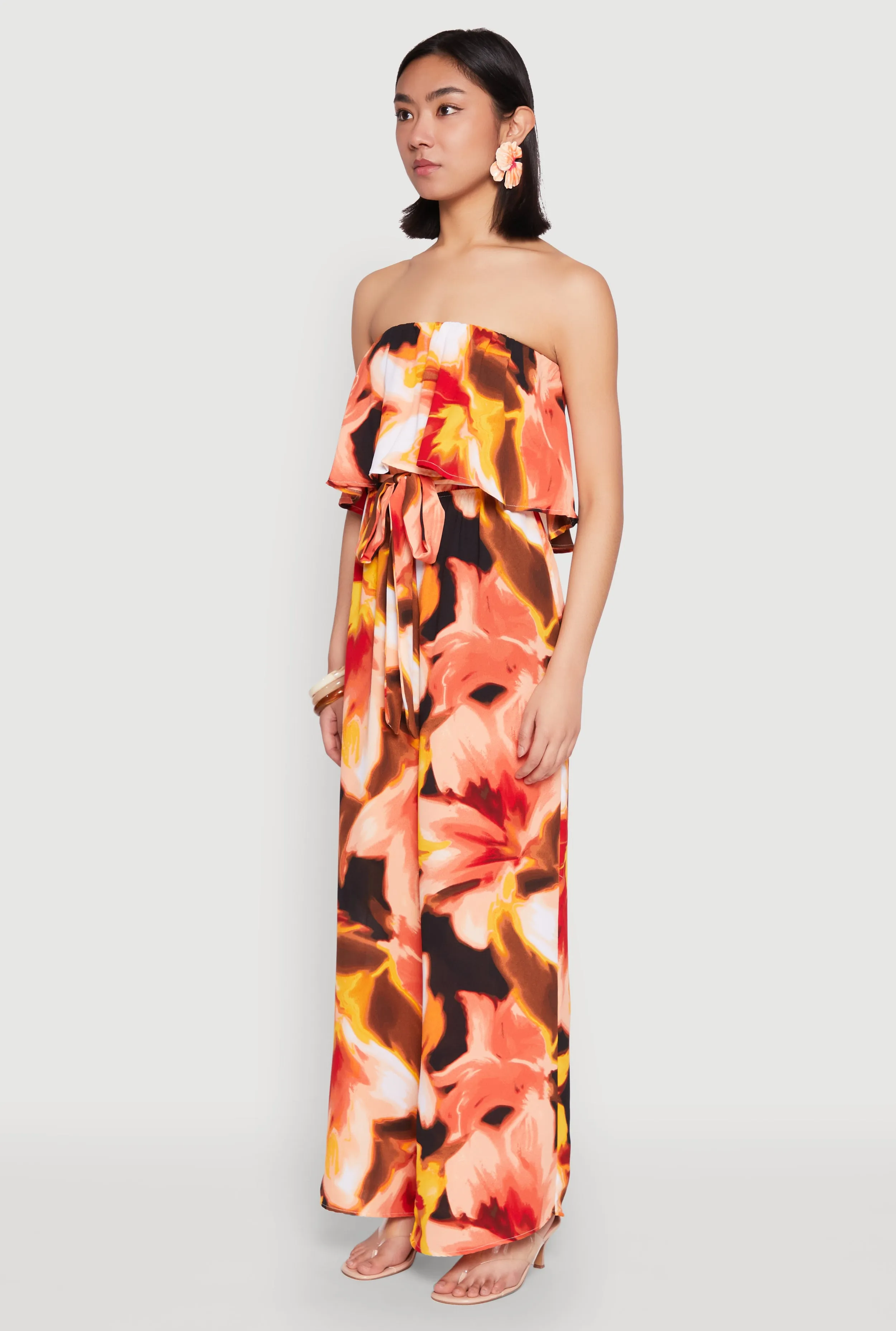 Abstract Floral Print Strapless Jumpsuit sold by Rainbow product image thumbnail 3