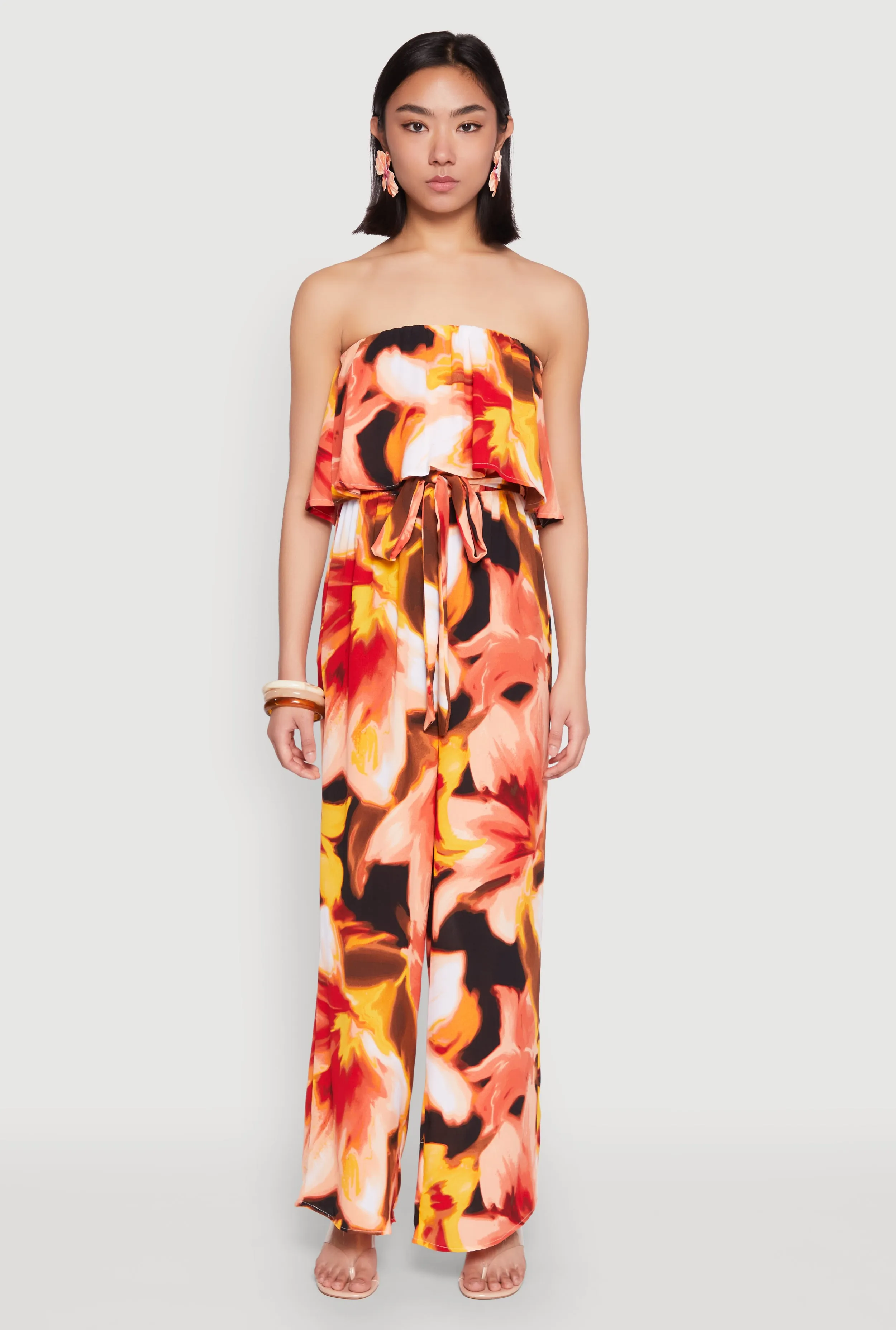 Abstract Floral Print Strapless Jumpsuit sold by Rainbow product image thumbnail 2