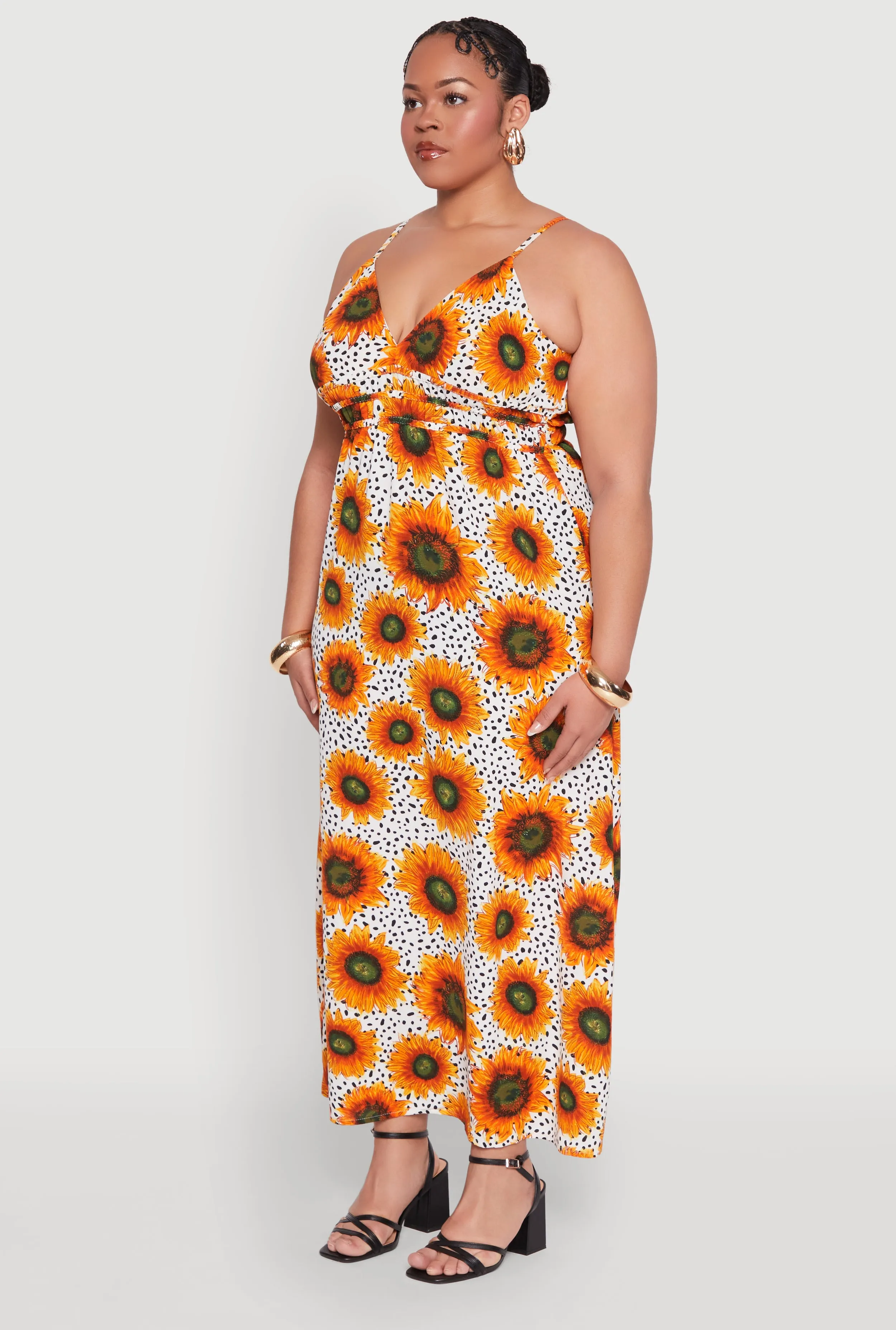 Plus Size Sunflower Print Maxi Dress sold by Rainbow product image thumbnail 3