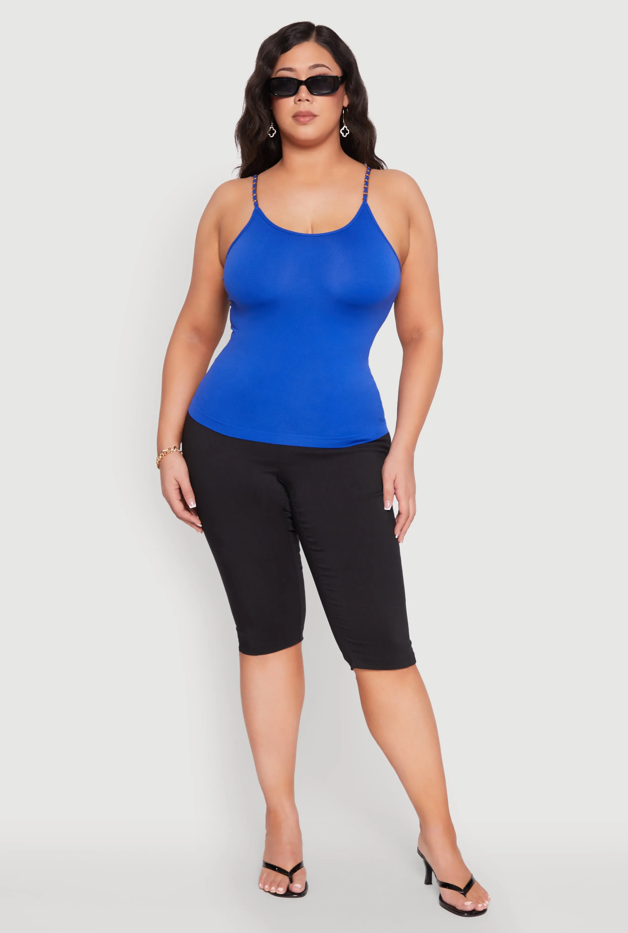 Plus Size Seamless Metallic Chain Strap Cami sold by Rainbow