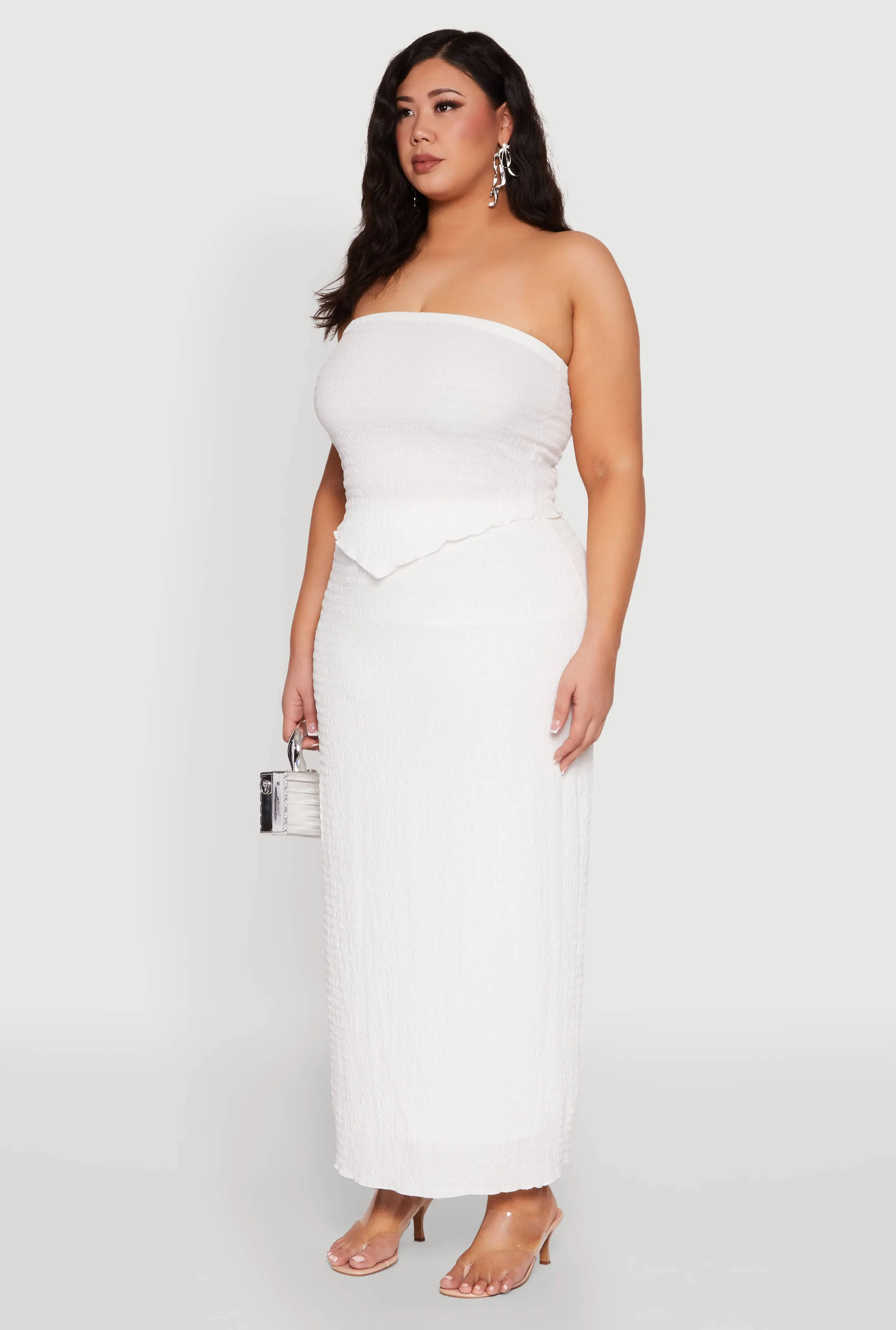 Plus Size Textured Knit Hanky Hem Tube Top sold by Rainbow product image thumbnail 5