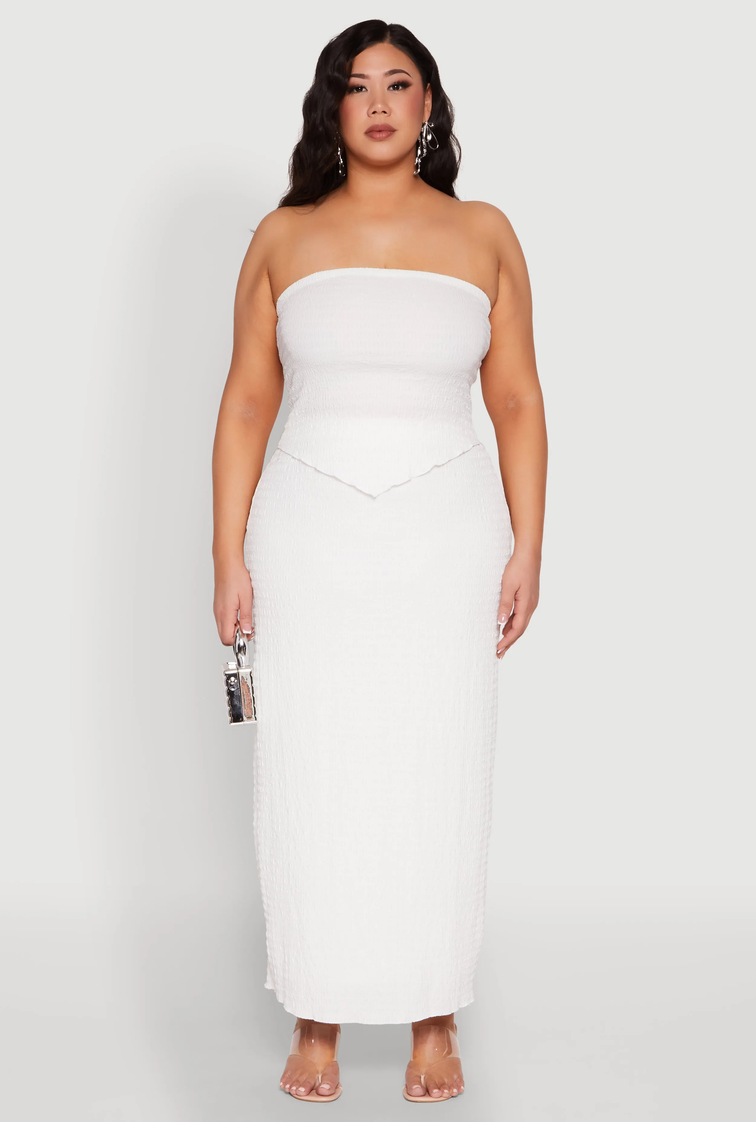 Plus Size Textured Knit Hanky Hem Tube Top sold by Rainbow product image thumbnail 2