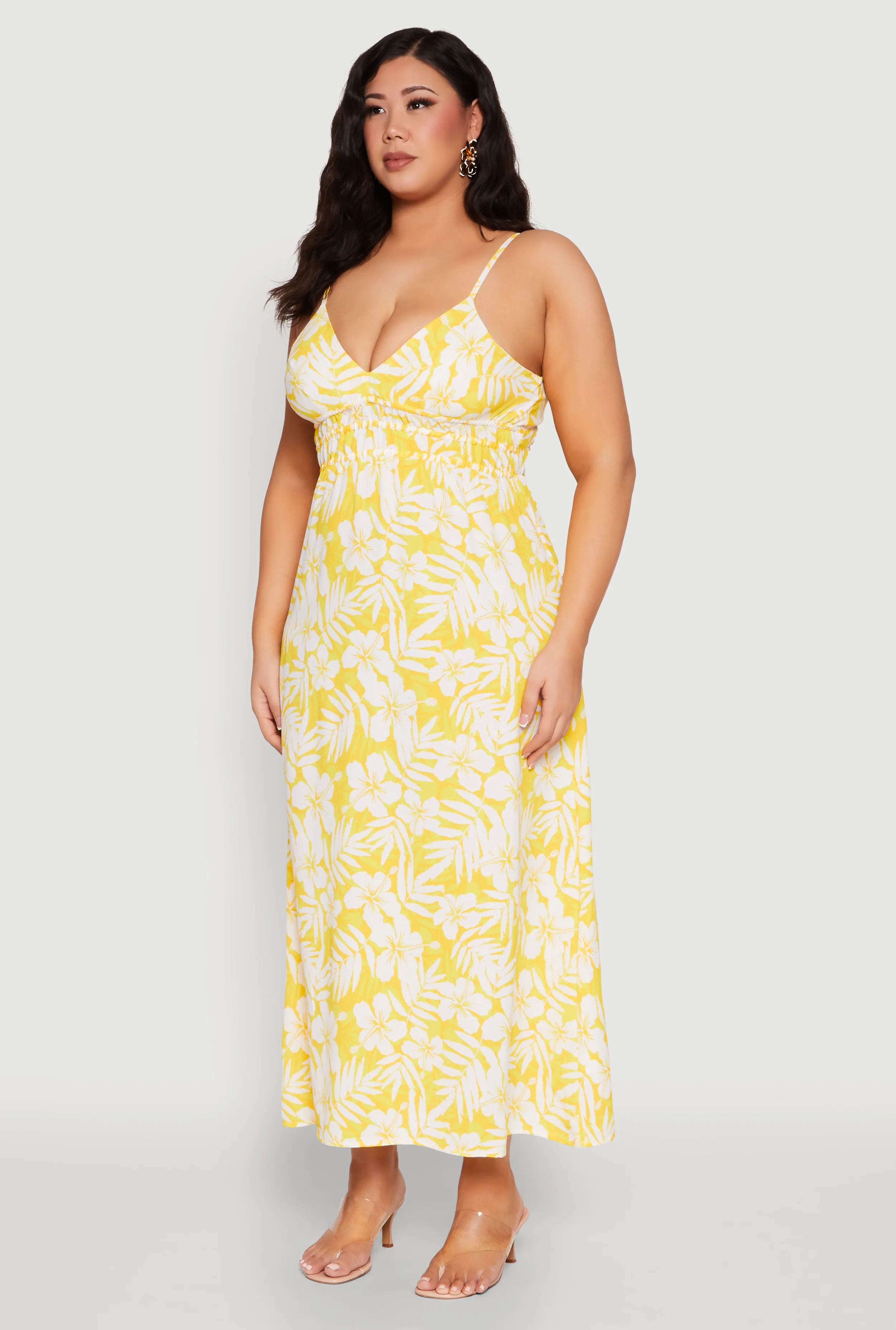 Plus Size Tropical Print Empire Waist Maxi Dress sold by Rainbow product image thumbnail 3