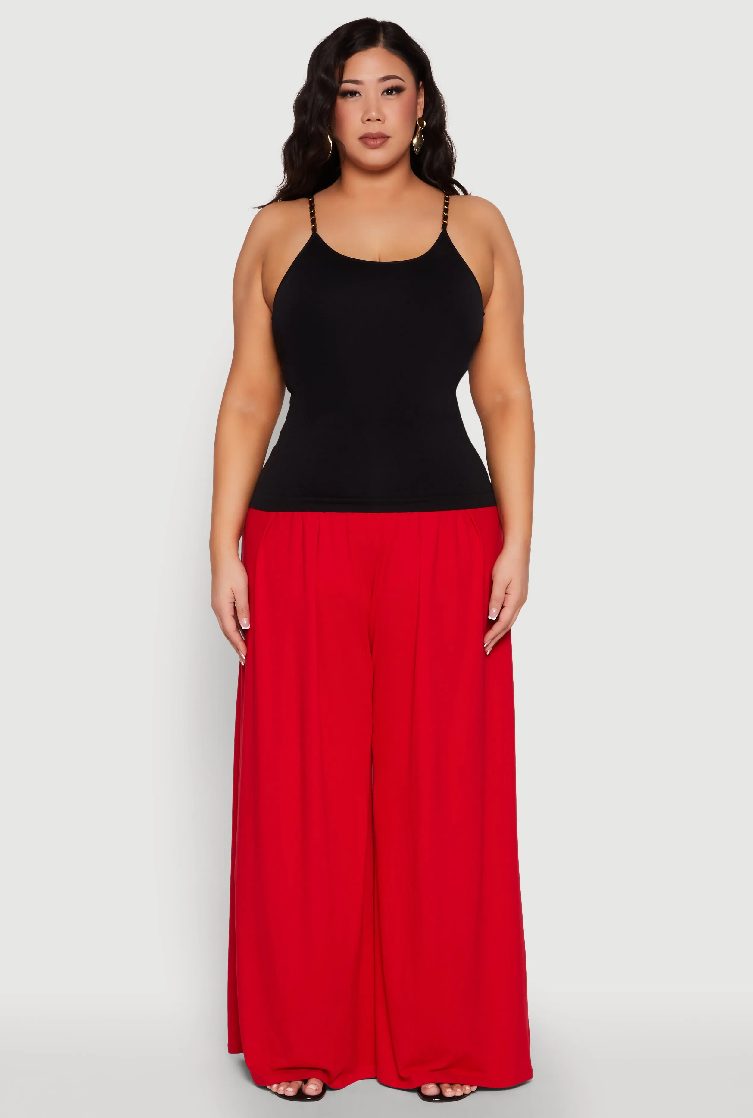 Plus Size Seamless Metallic Chain Strap Cami sold by Rainbow