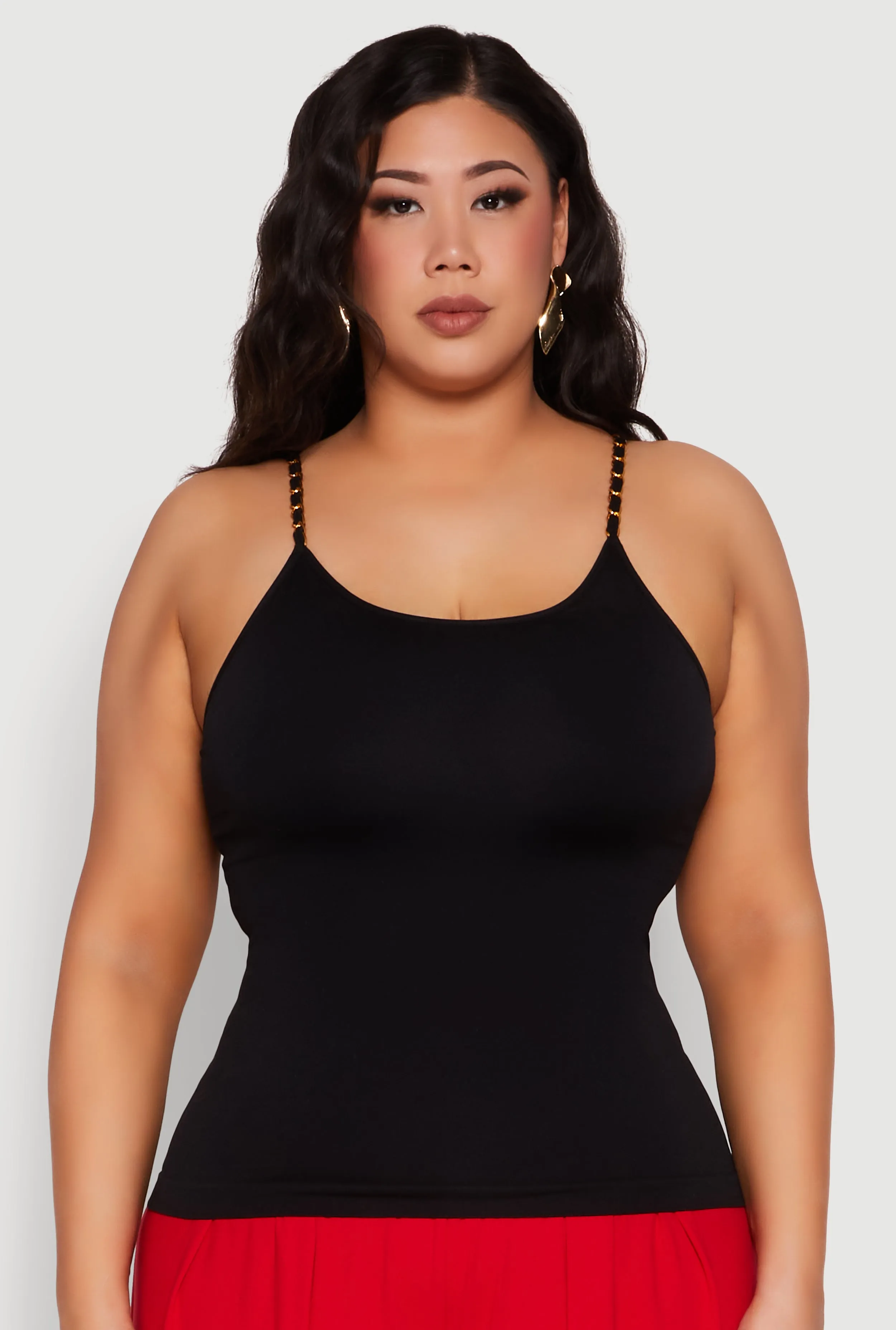 Plus Size Seamless Metallic Chain Strap Cami sold by Rainbow product image thumbnail 2