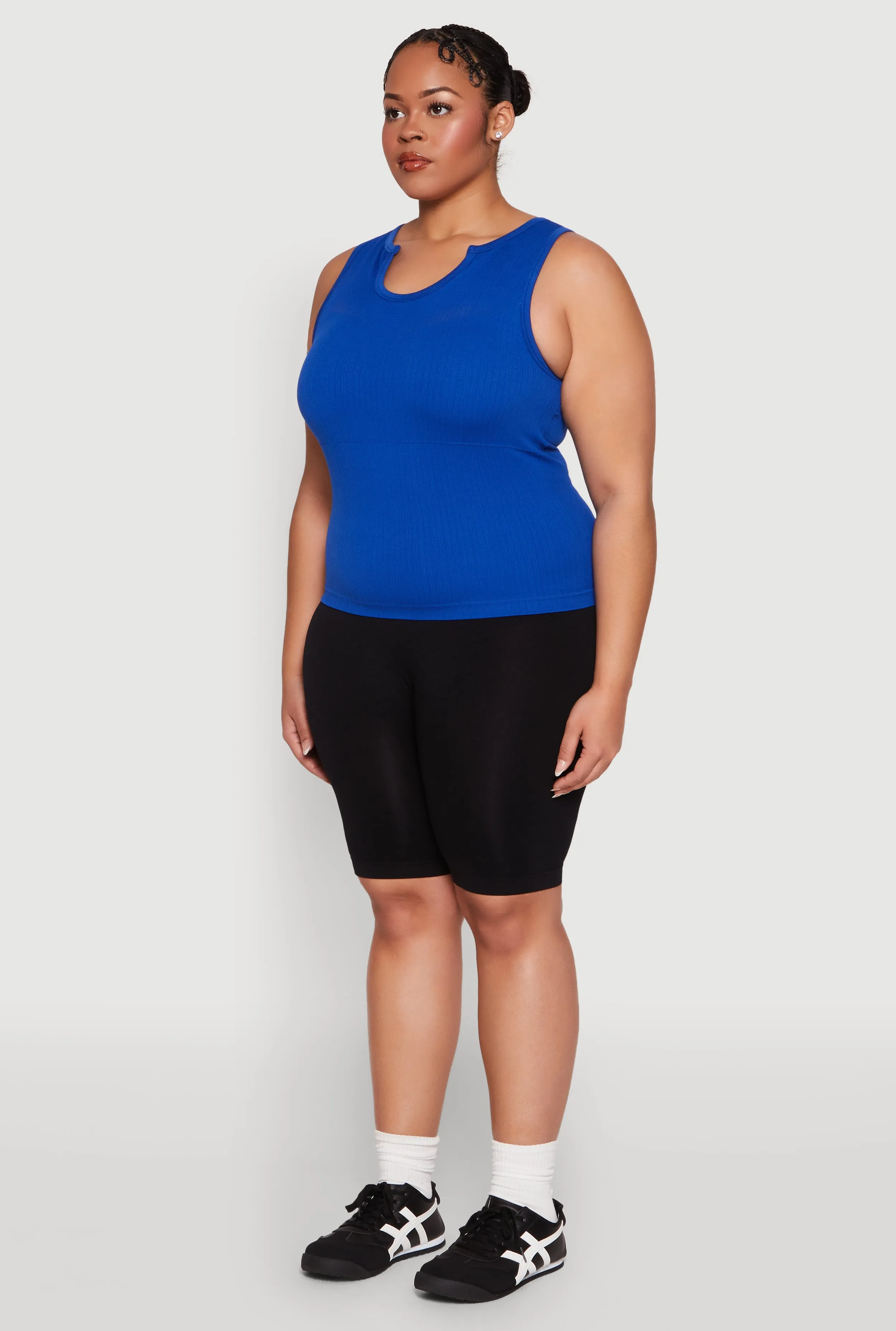 Plus Size Seamless Ribbed Notch Neck Tank Top sold by Rainbow product image thumbnail 5