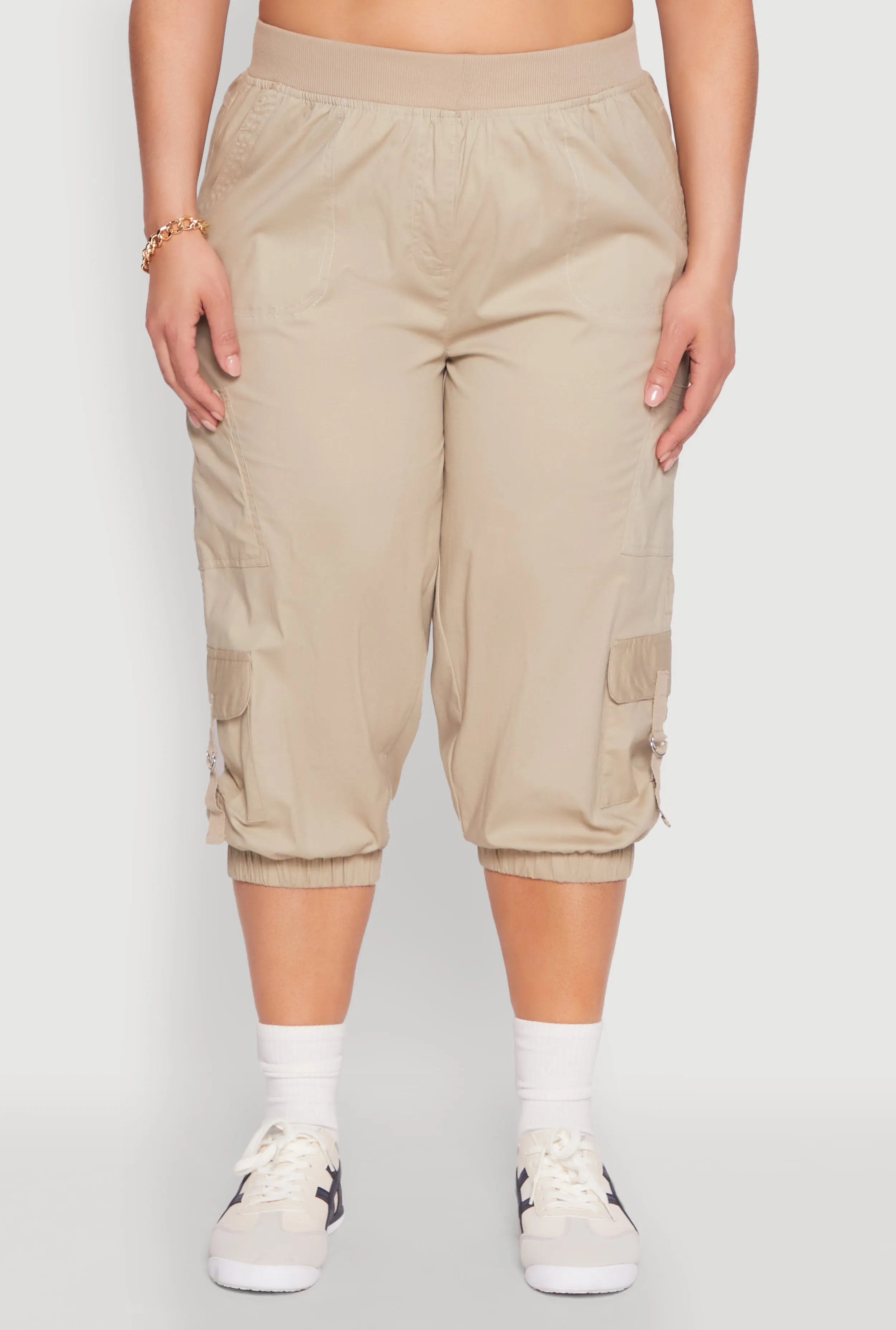Plus Size Poplin D Ring Cargo Pocket Capri Pants sold by Rainbow product image thumbnail 5