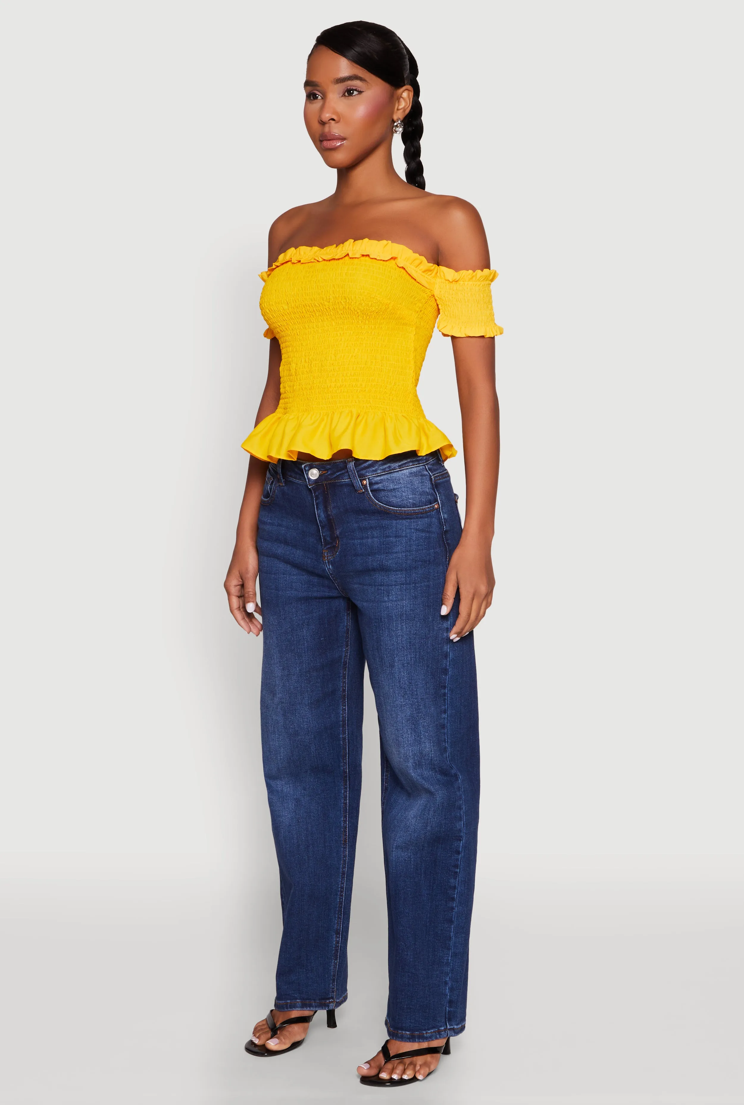 Smocked Off the Shoulder Crop Top sold by Rainbow product image thumbnail 5